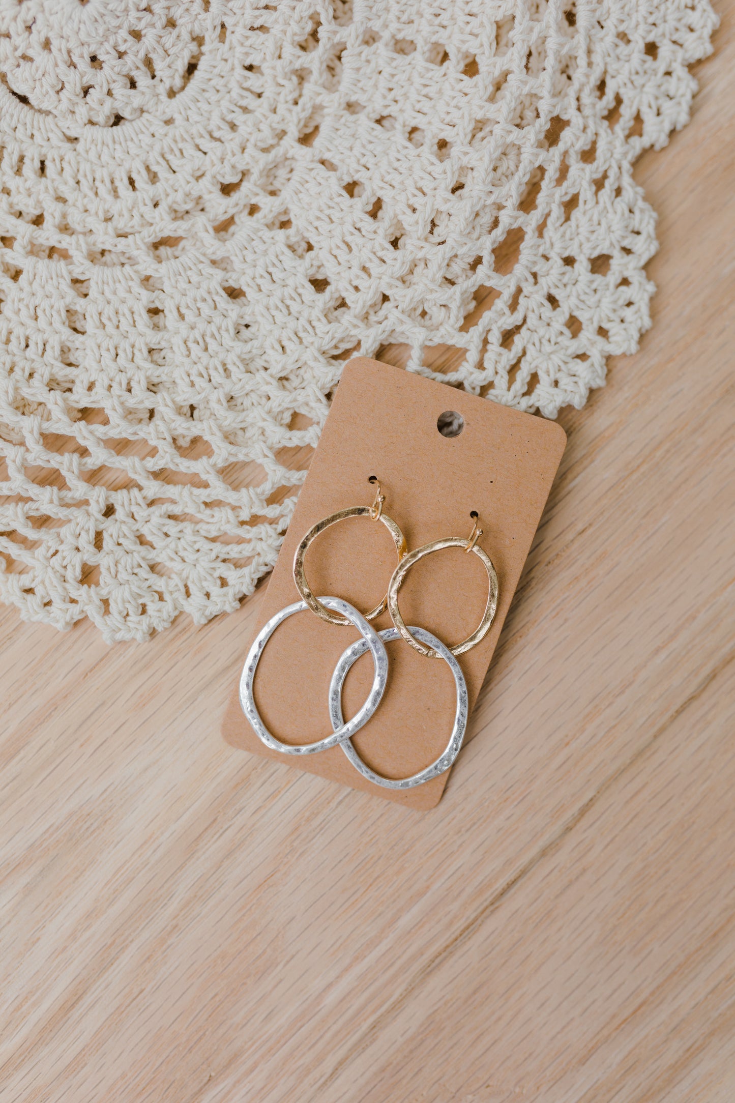 Gold and Silver Dancing Circle Earrings