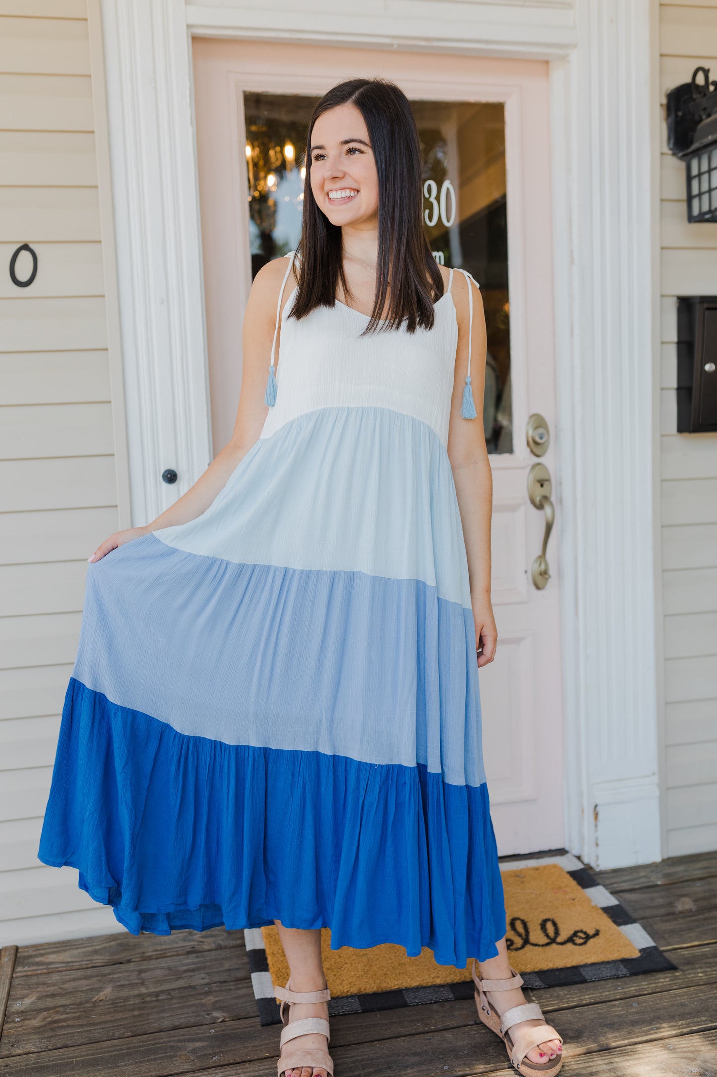 Blue Amelia Colorblock Maxi Dress