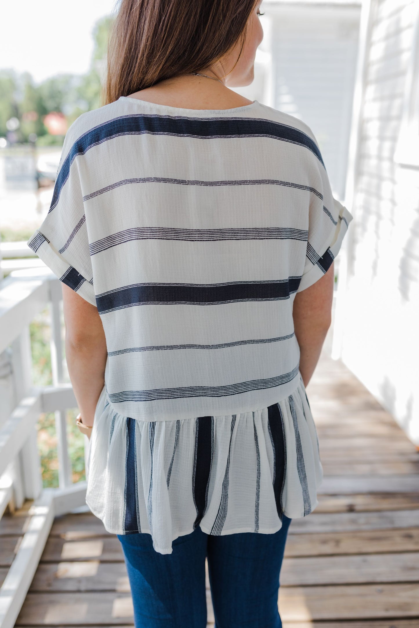 Bringing By the Navy Stripes Top