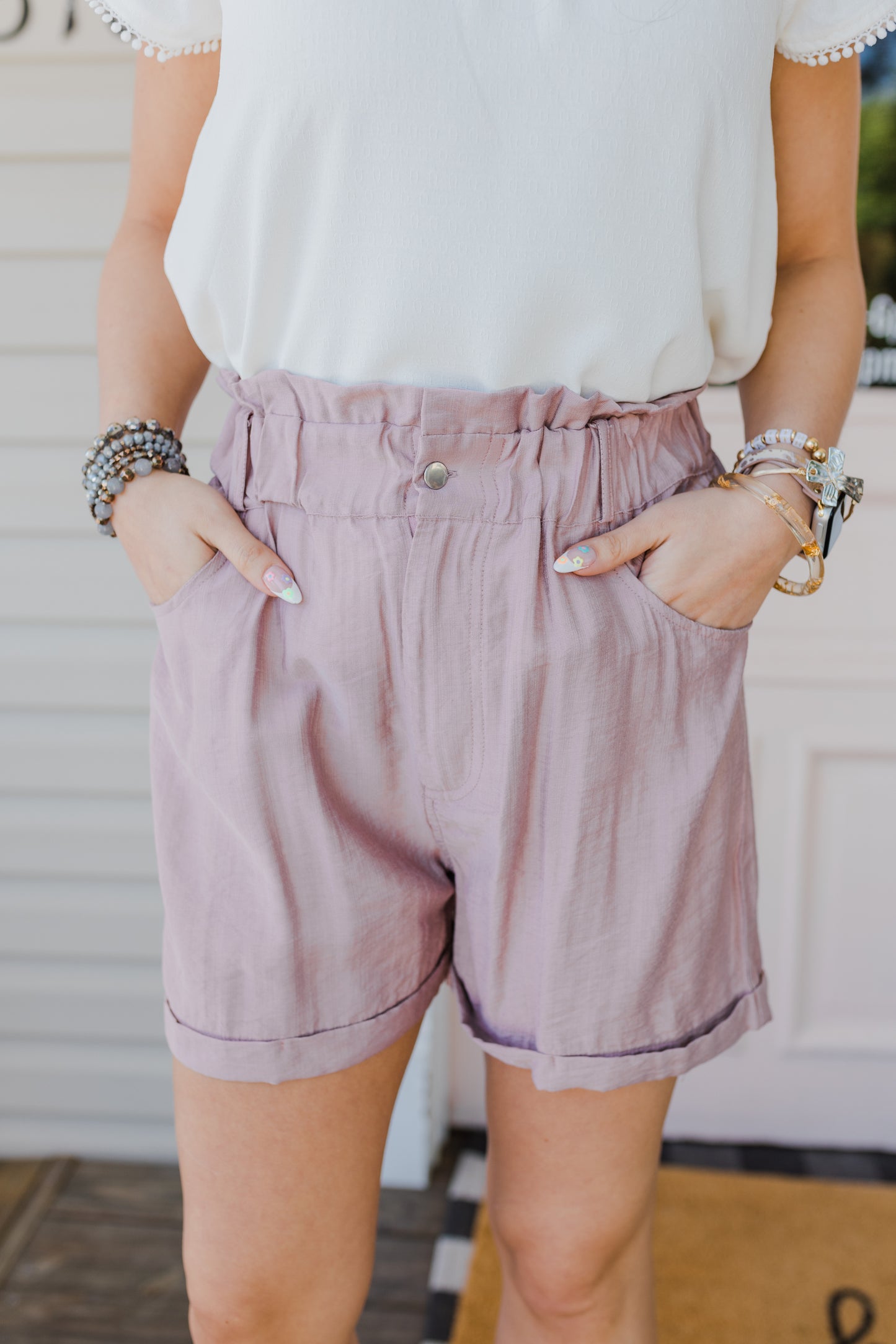 FINAL SALE High Waisted Paperbag Shorts