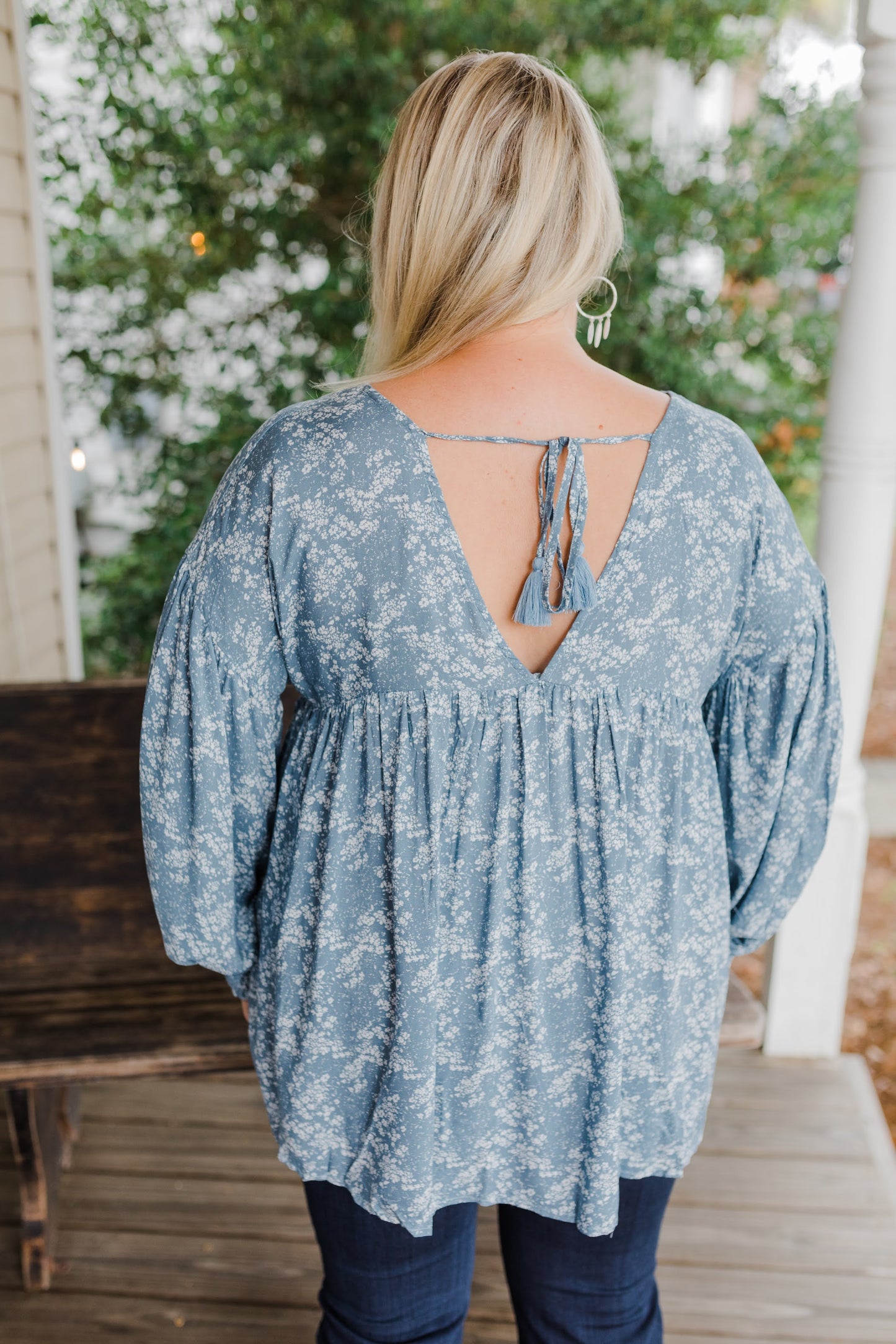 Curvy Dixie Top with Smocked Sleeve Detail