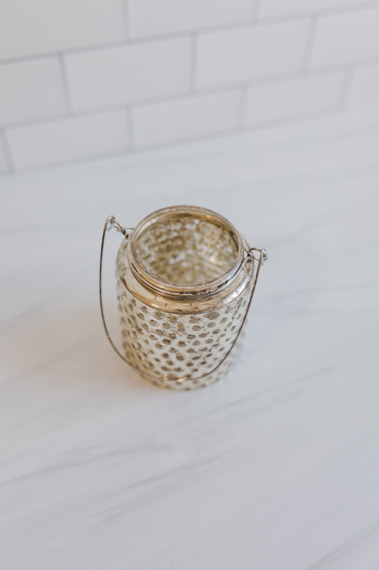 Silver Glass Jar Lantern