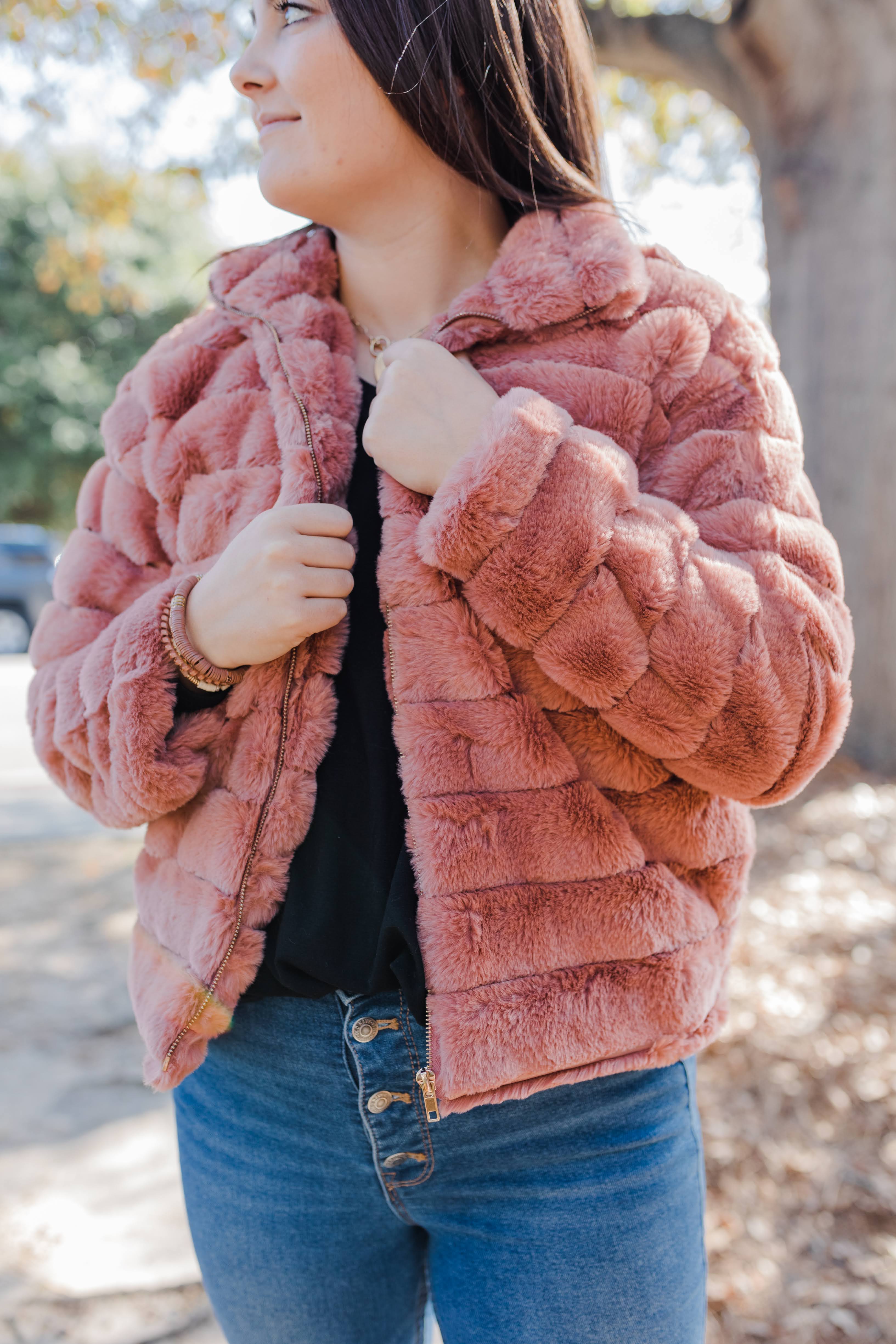 Mauve faux fur on sale jacket