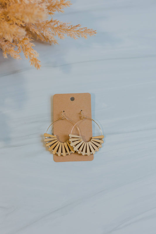 Wooden Fan Earrings