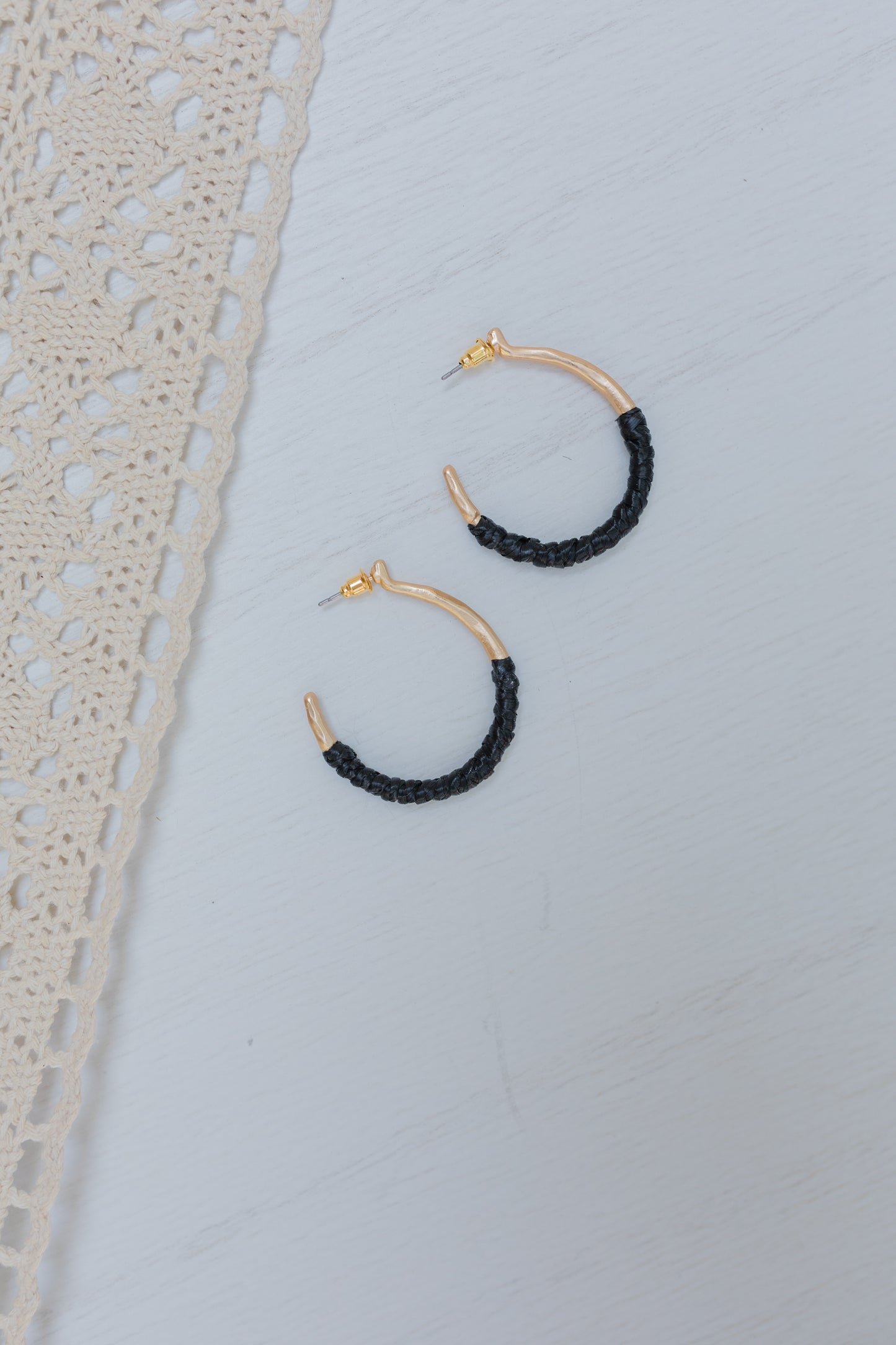 The Raffia Wrapped Hoop Earrings