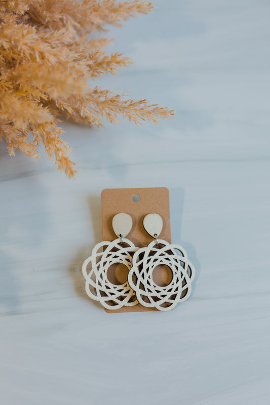 Wooden Flower Earrings