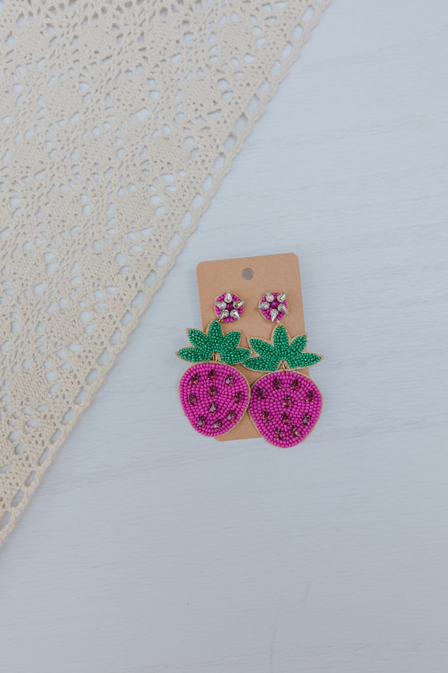 Sweet as Strawberries Seed Bead Earrings