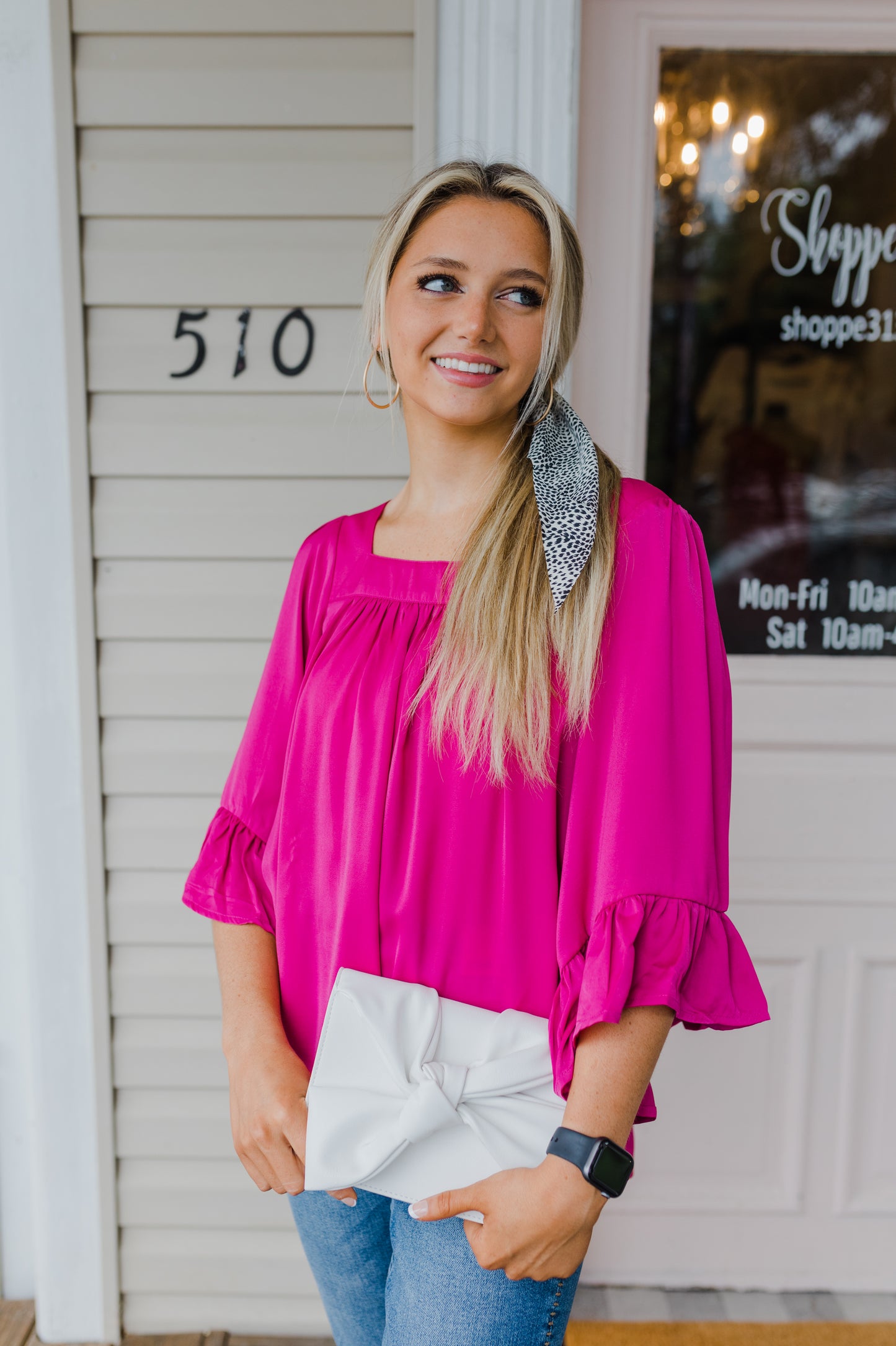 Pretty in Pink Ruffle Bell Sleeve Top