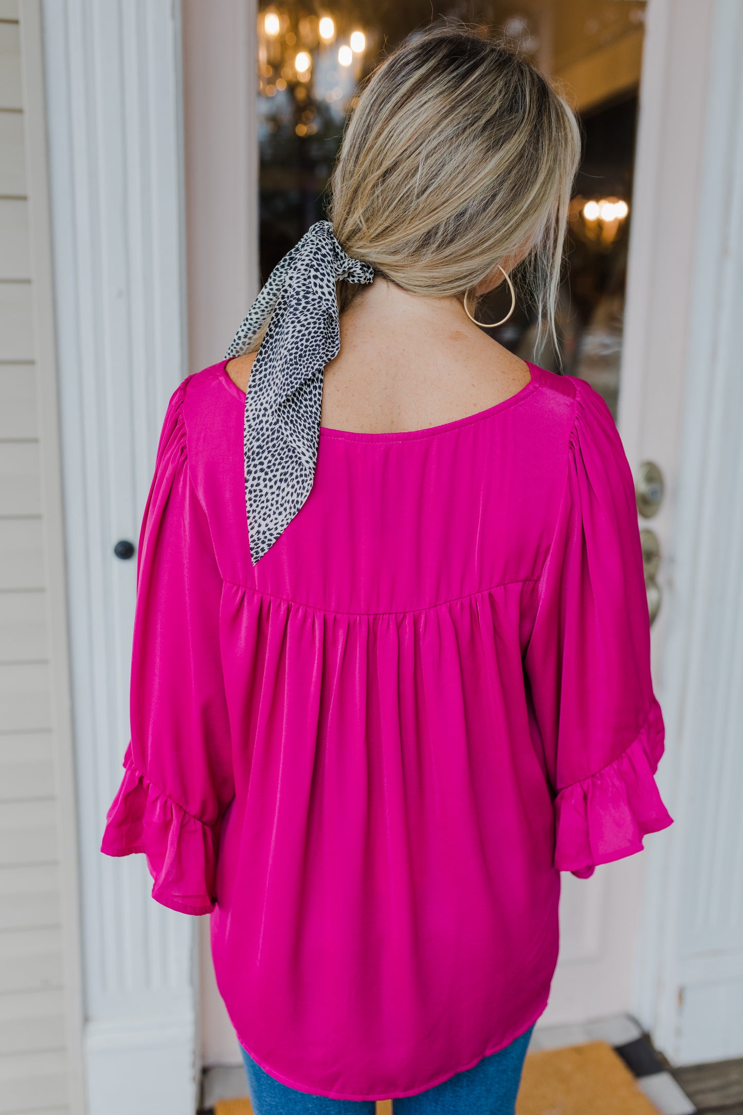 Pretty in Pink Ruffle Bell Sleeve Top