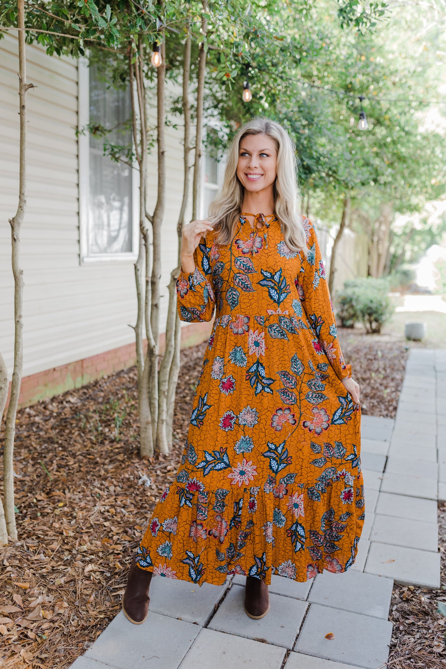 FINAL SALE I'm All In Floral Print Long Sleeve Midi Dress
