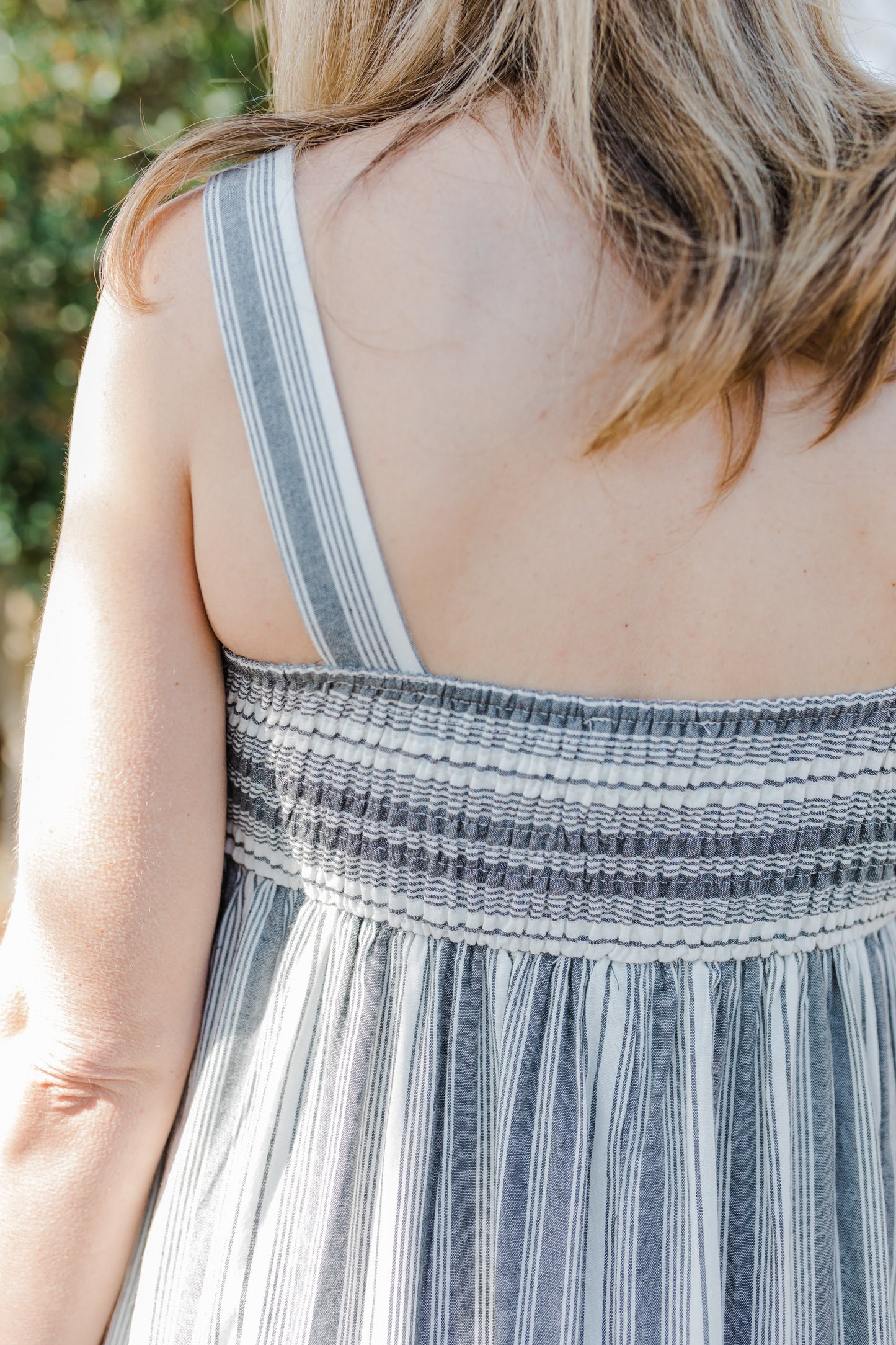FINAL SALE Babydoll Striped Maxi Dress