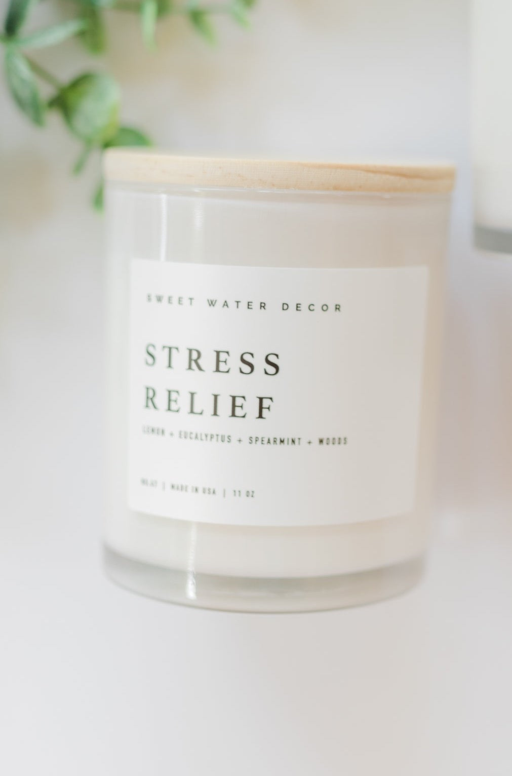 Stress Relief Soy Candle | White Jar + Wood Lid