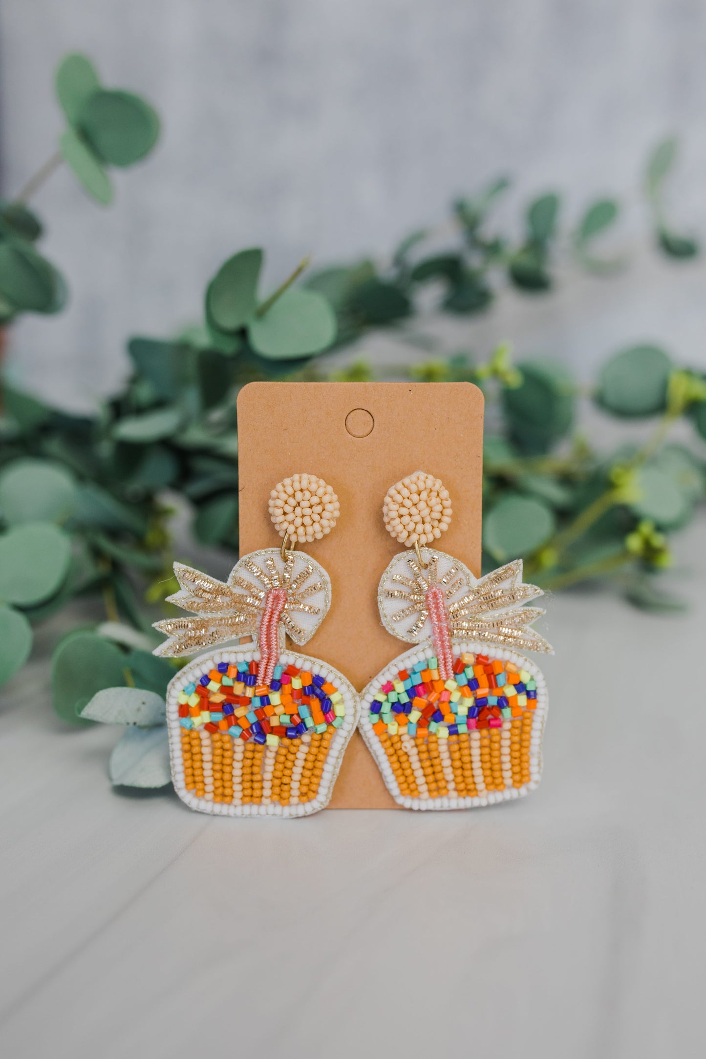 Cupcake Seed Bead Earrings