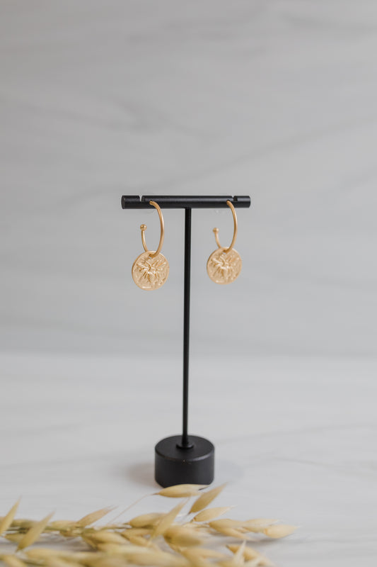 Worn Gold Hoop with Bee Charm