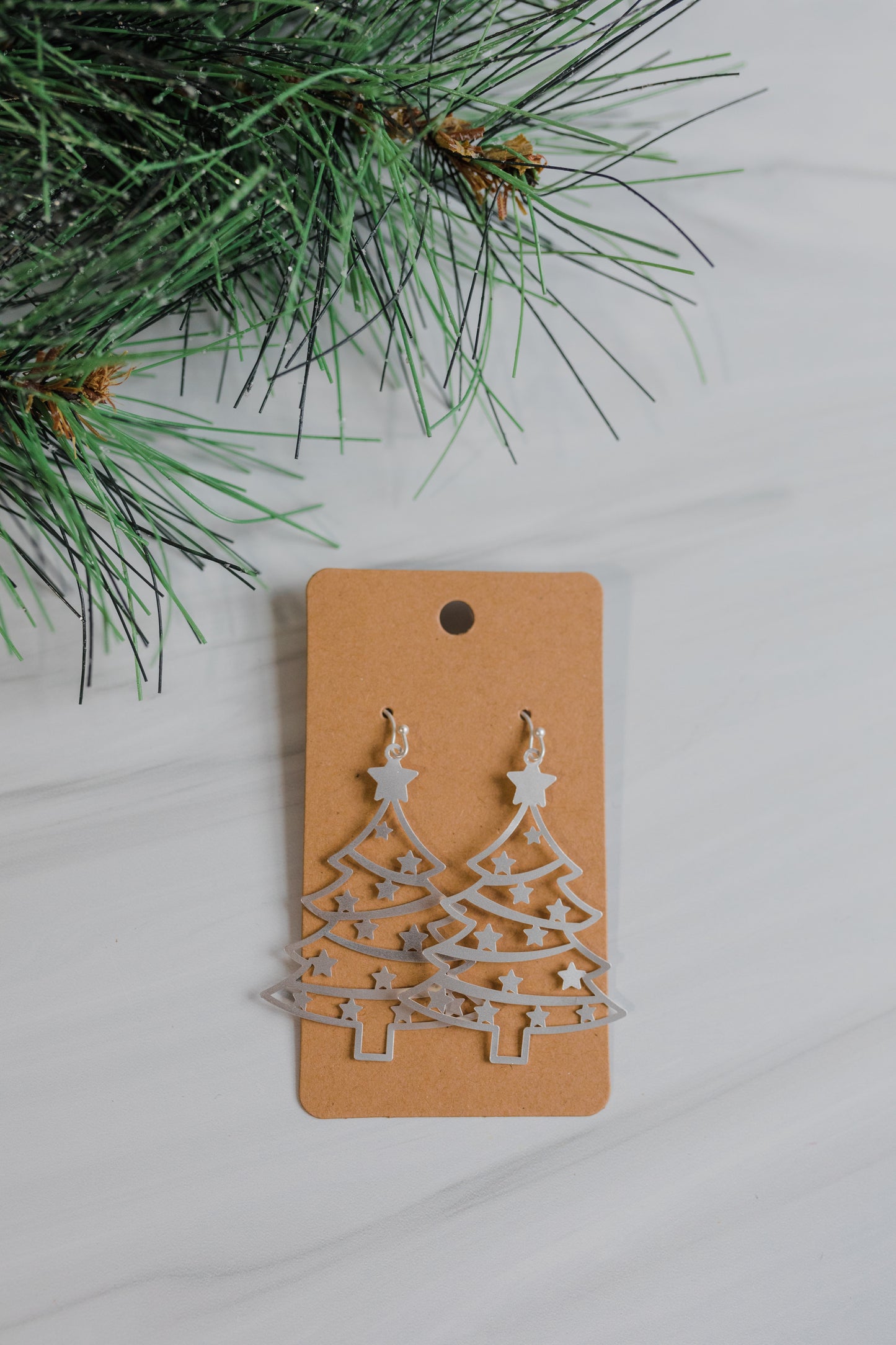 Matte Metal Christmas Tree Earrings