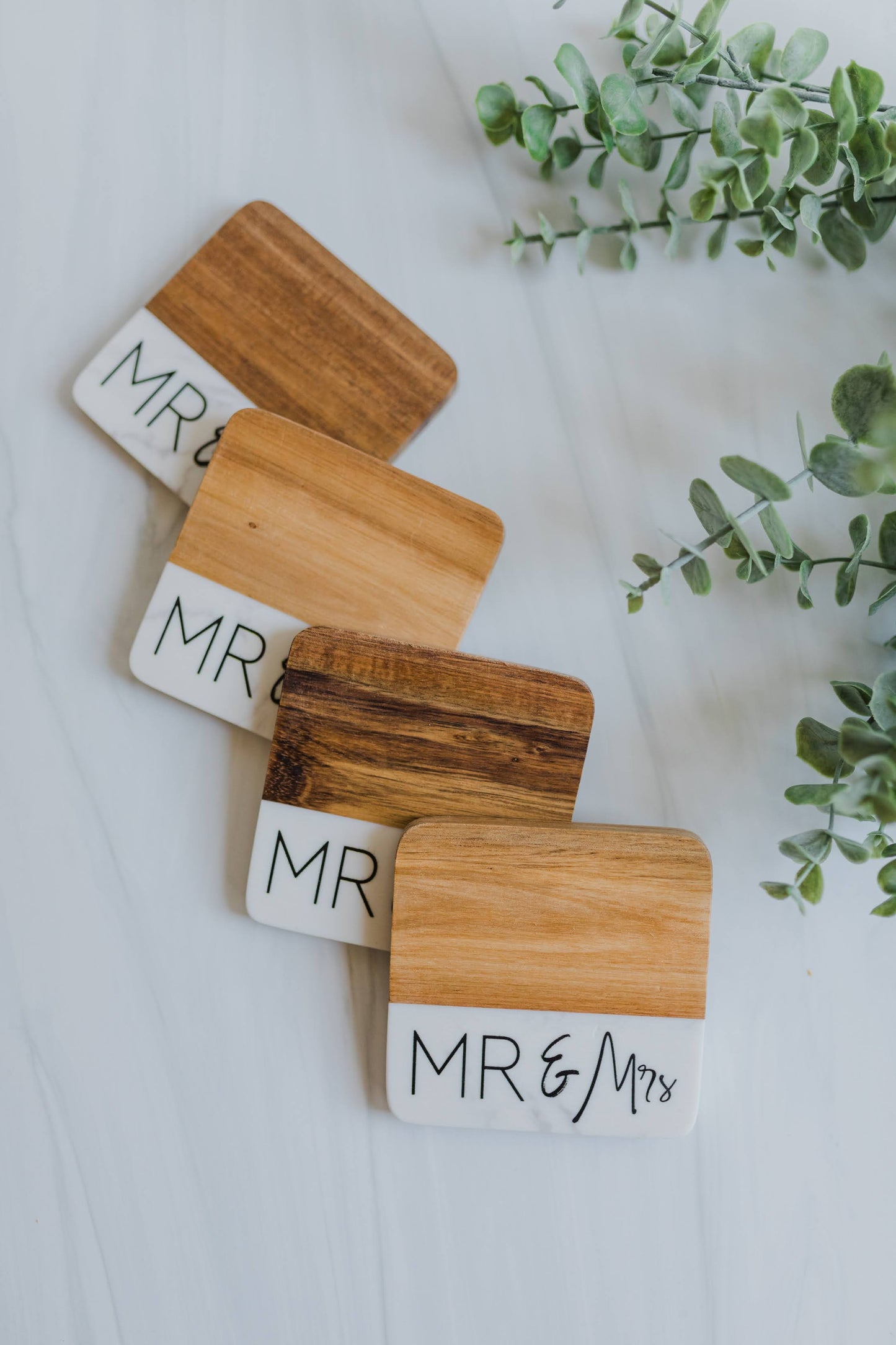 Wooden Mr and Mrs Coasters