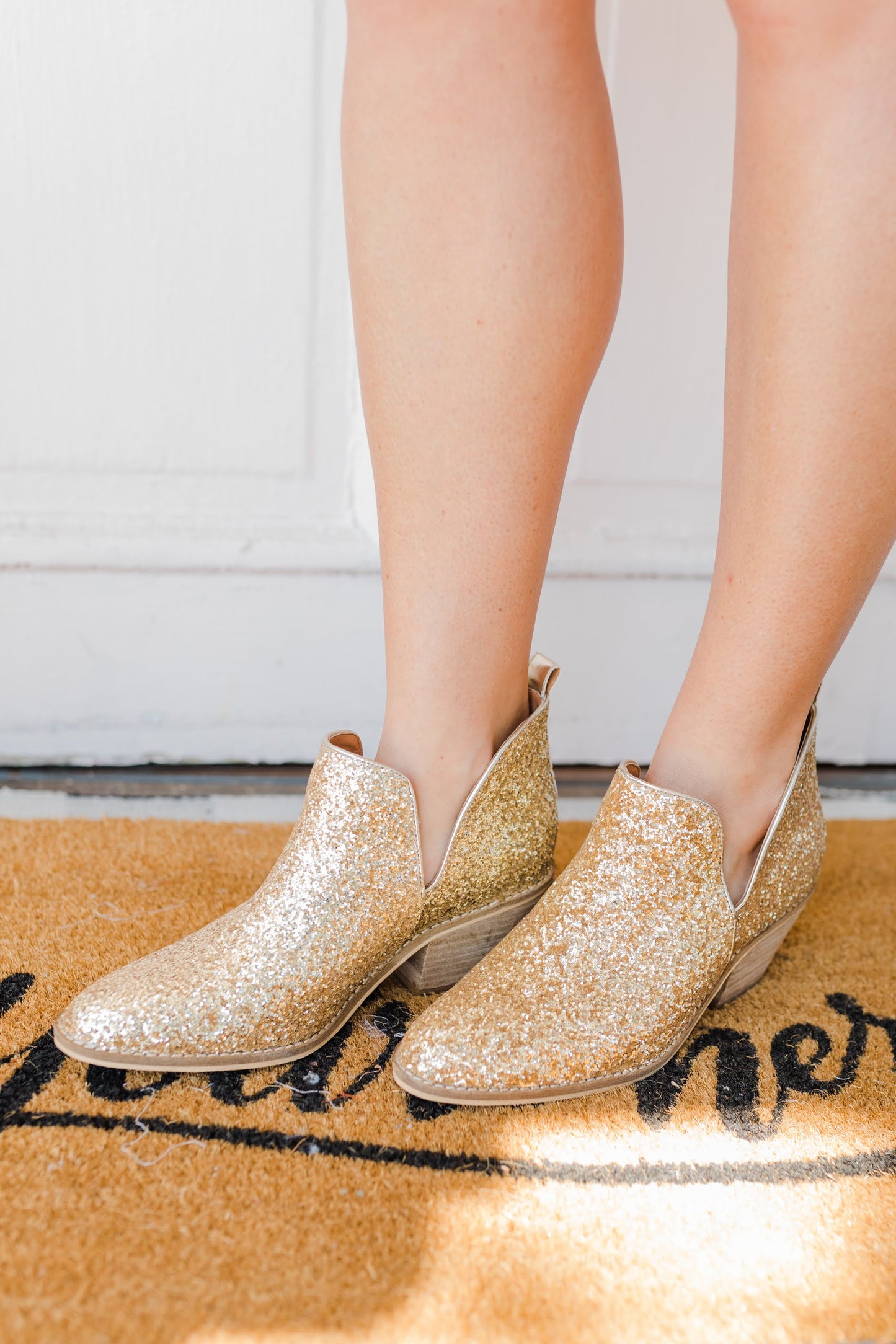FINAL SALE Glow Up Short Corky Bootie in Gold