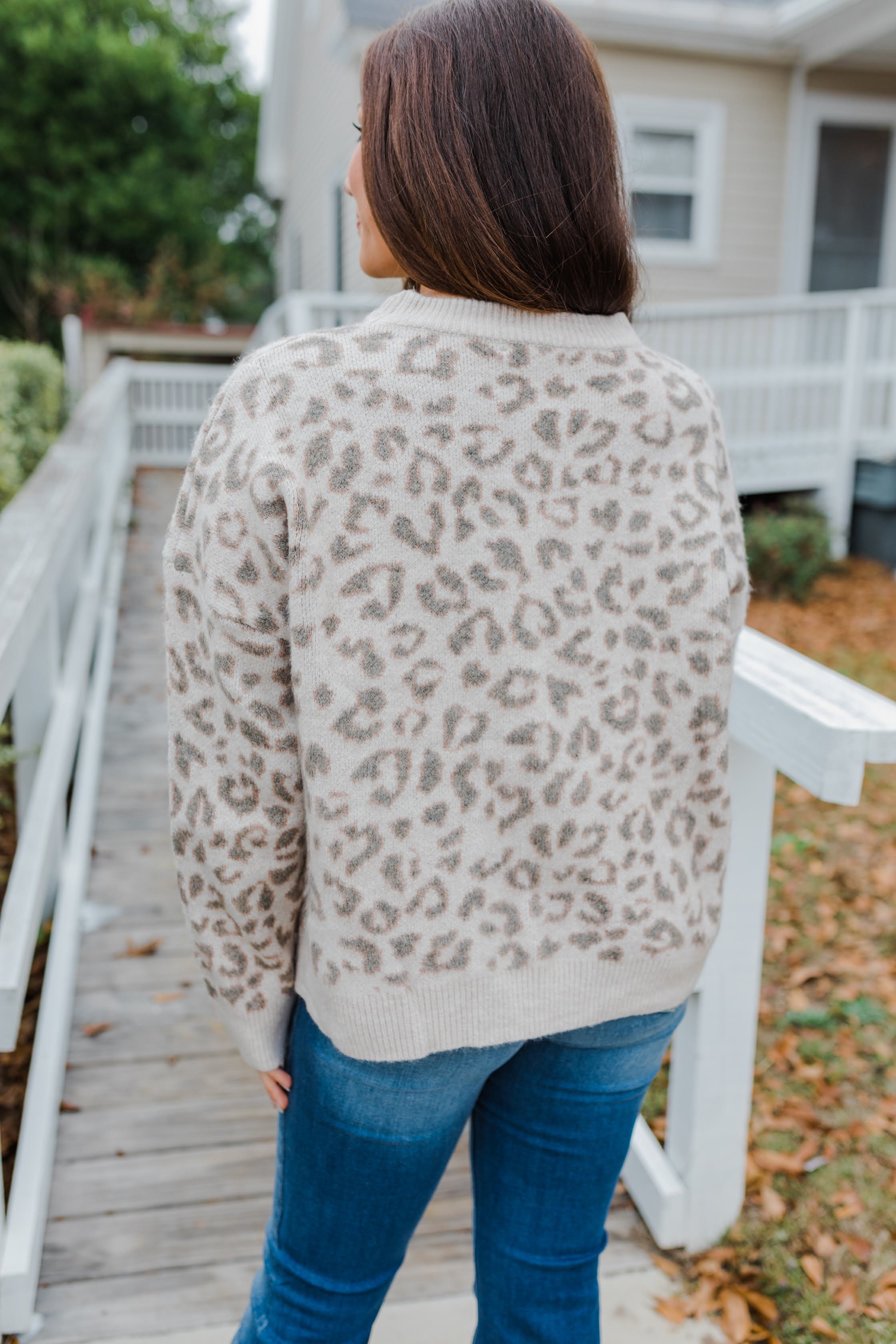 Cream hotsell leopard sweater