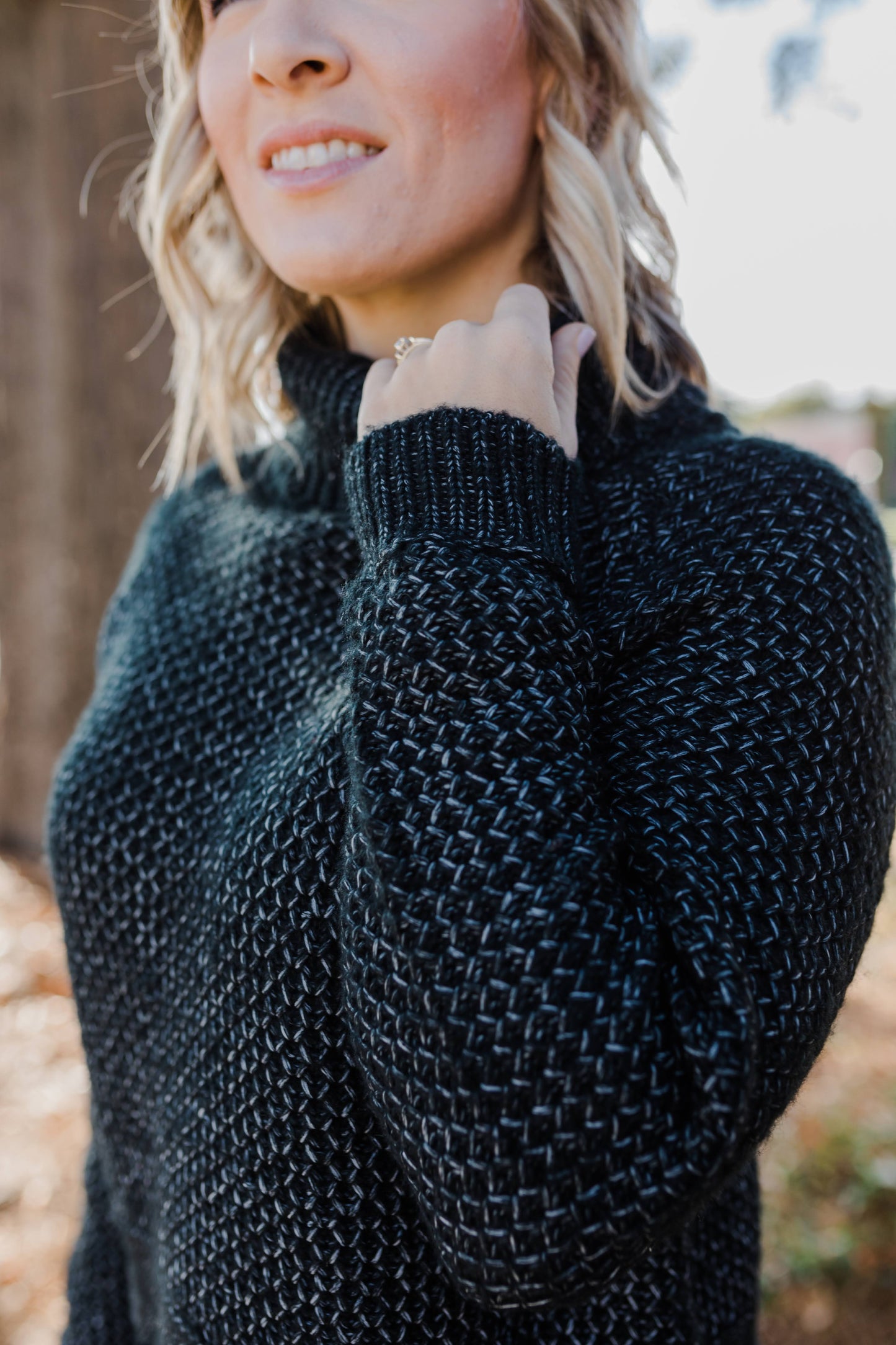 Heather Black Turtleneck Sweater