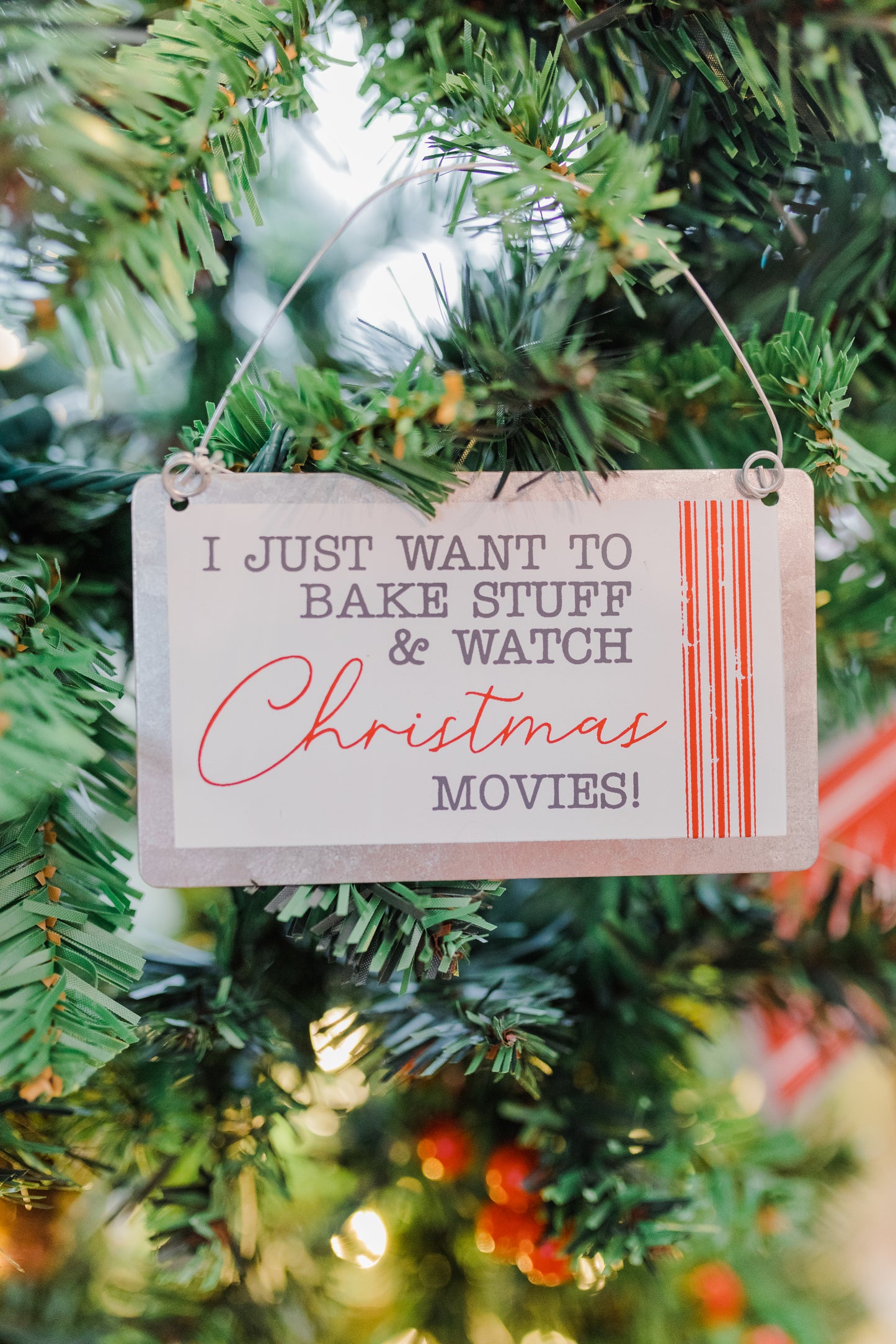 Christmas Movies Tin Ornament