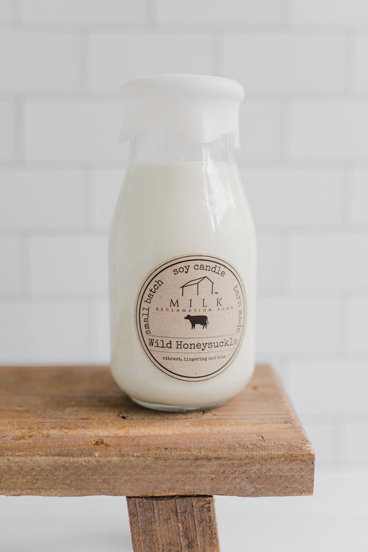 Wild Honeysuckle Milk Bottle Candle