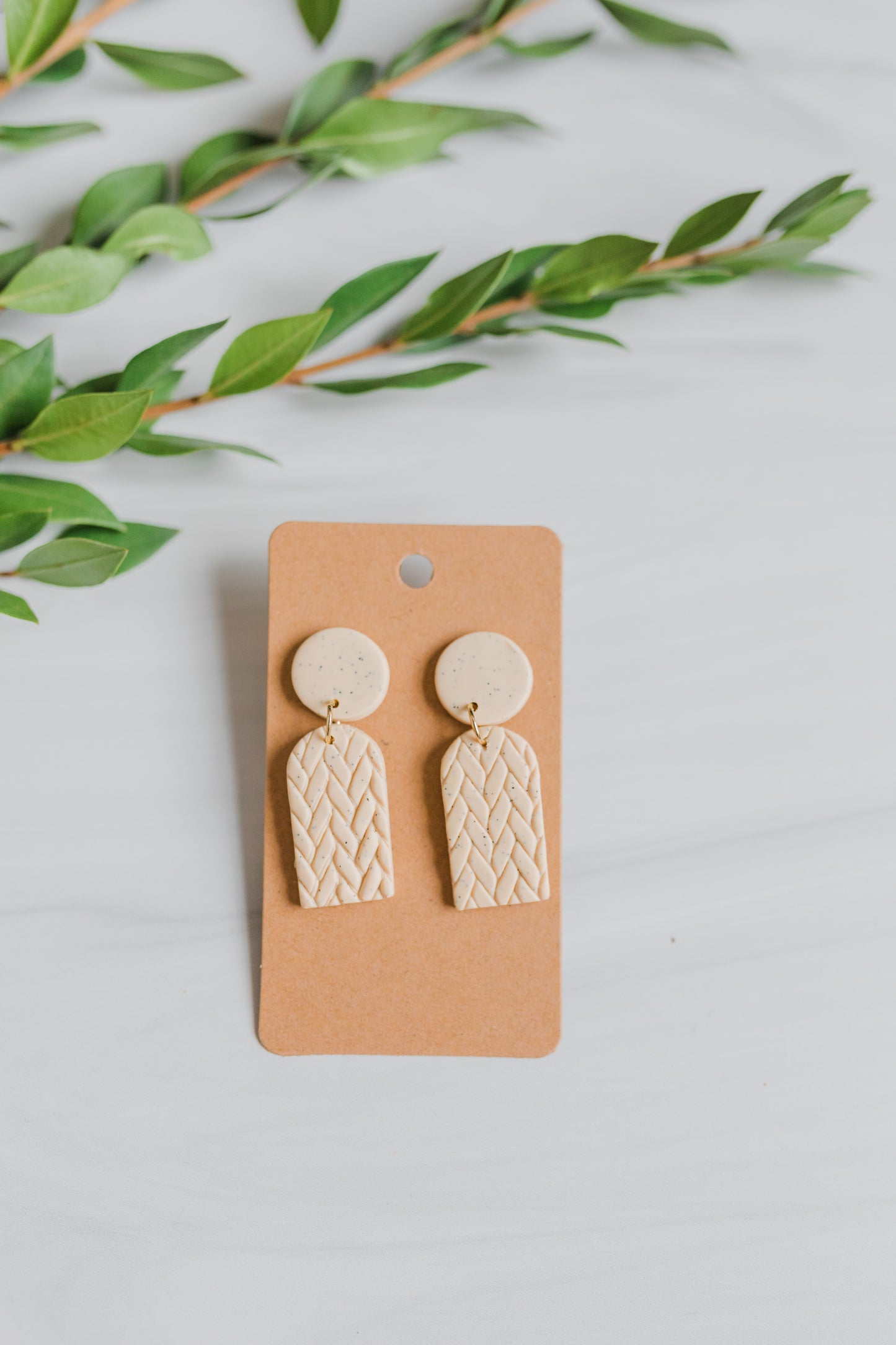 Ivory Braided Clay Earrings