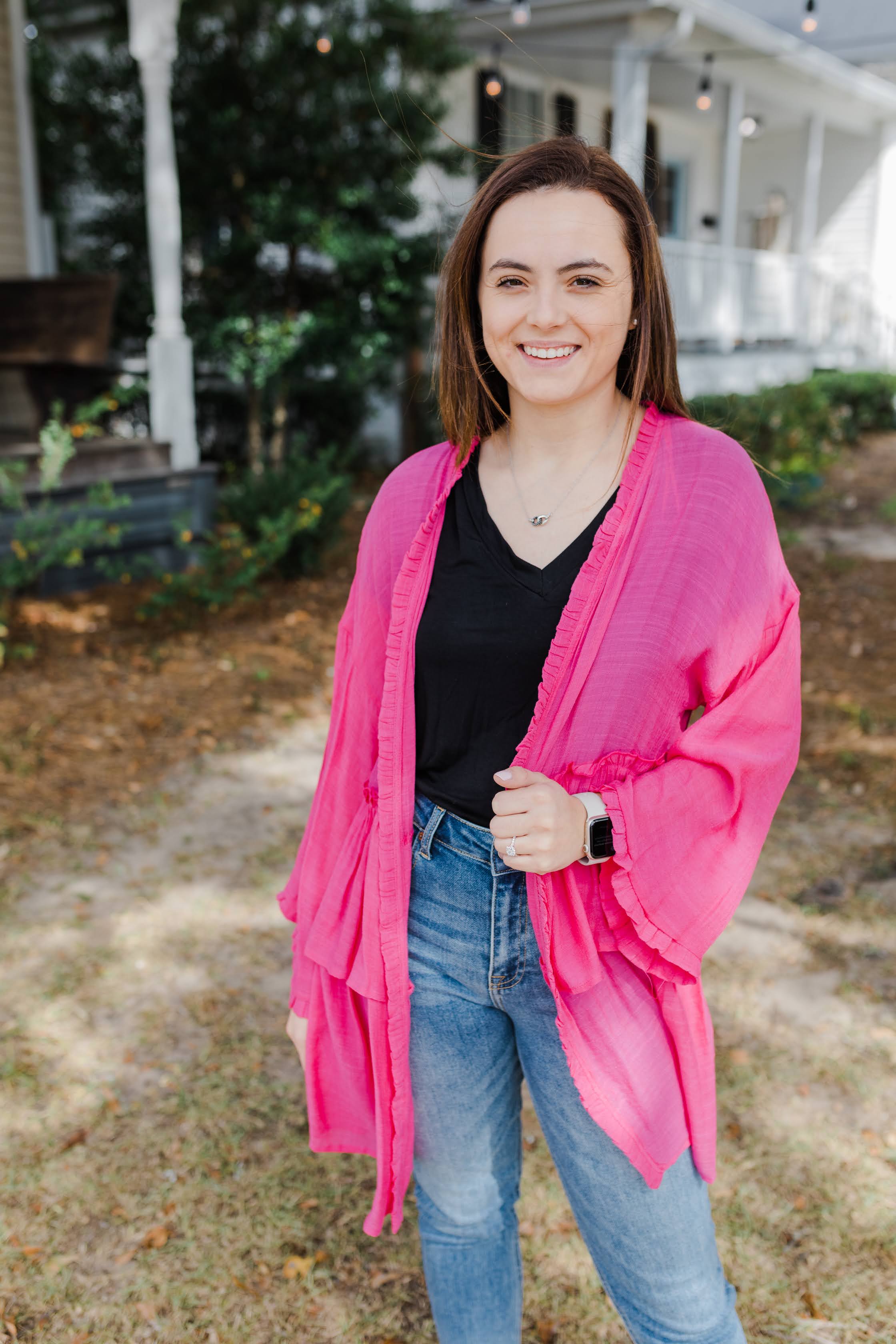 Hot pink 2025 kimono cardigan