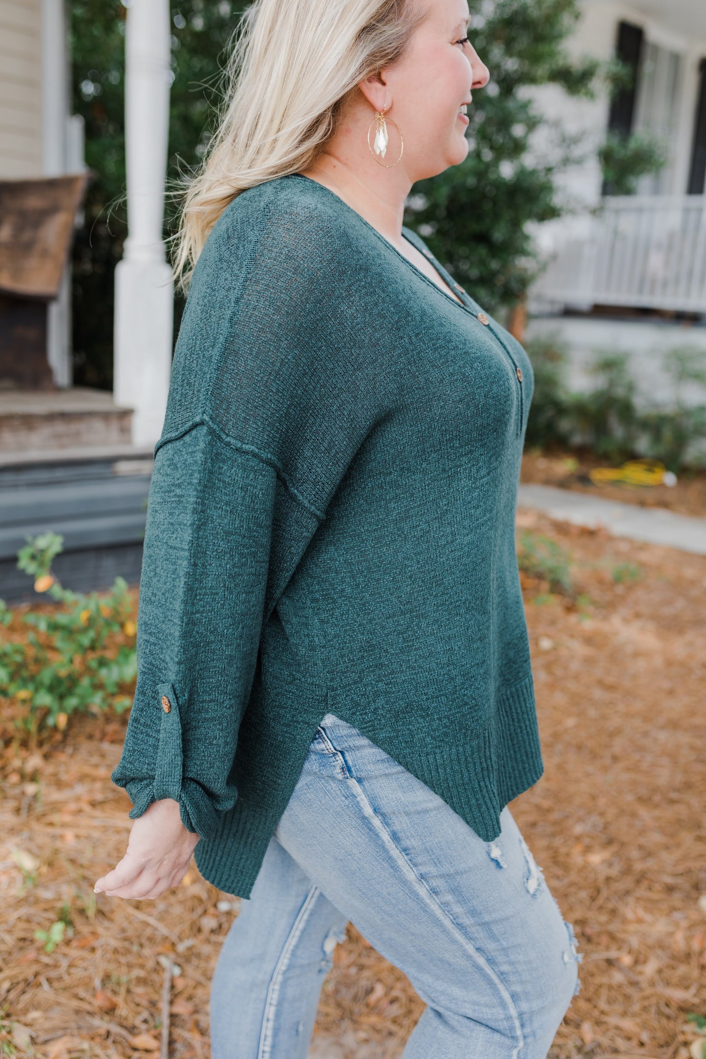 Curvy Sea Green Sweater