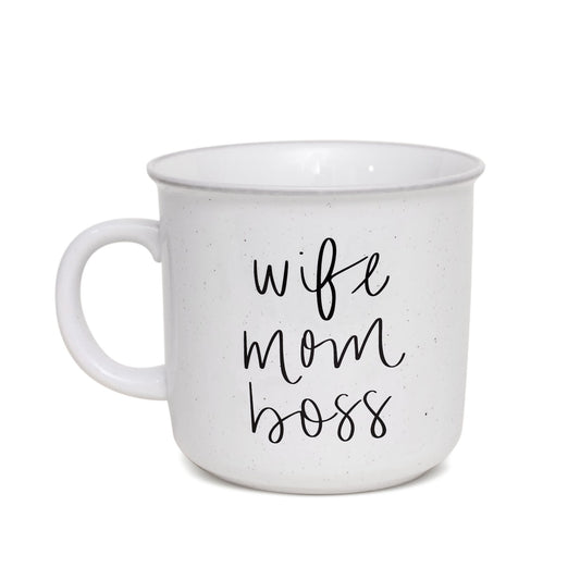Wife Mom Boss Rustic Campfire Style Ceramic Coffee Mug
