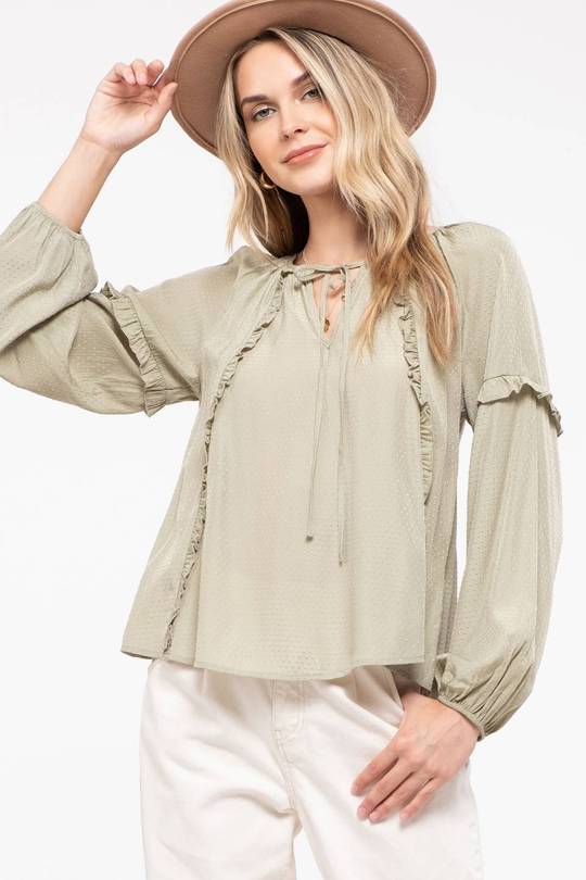 Piper Olive Ruffle Blouse