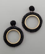 Black and Gold Ring Bead Earrings
