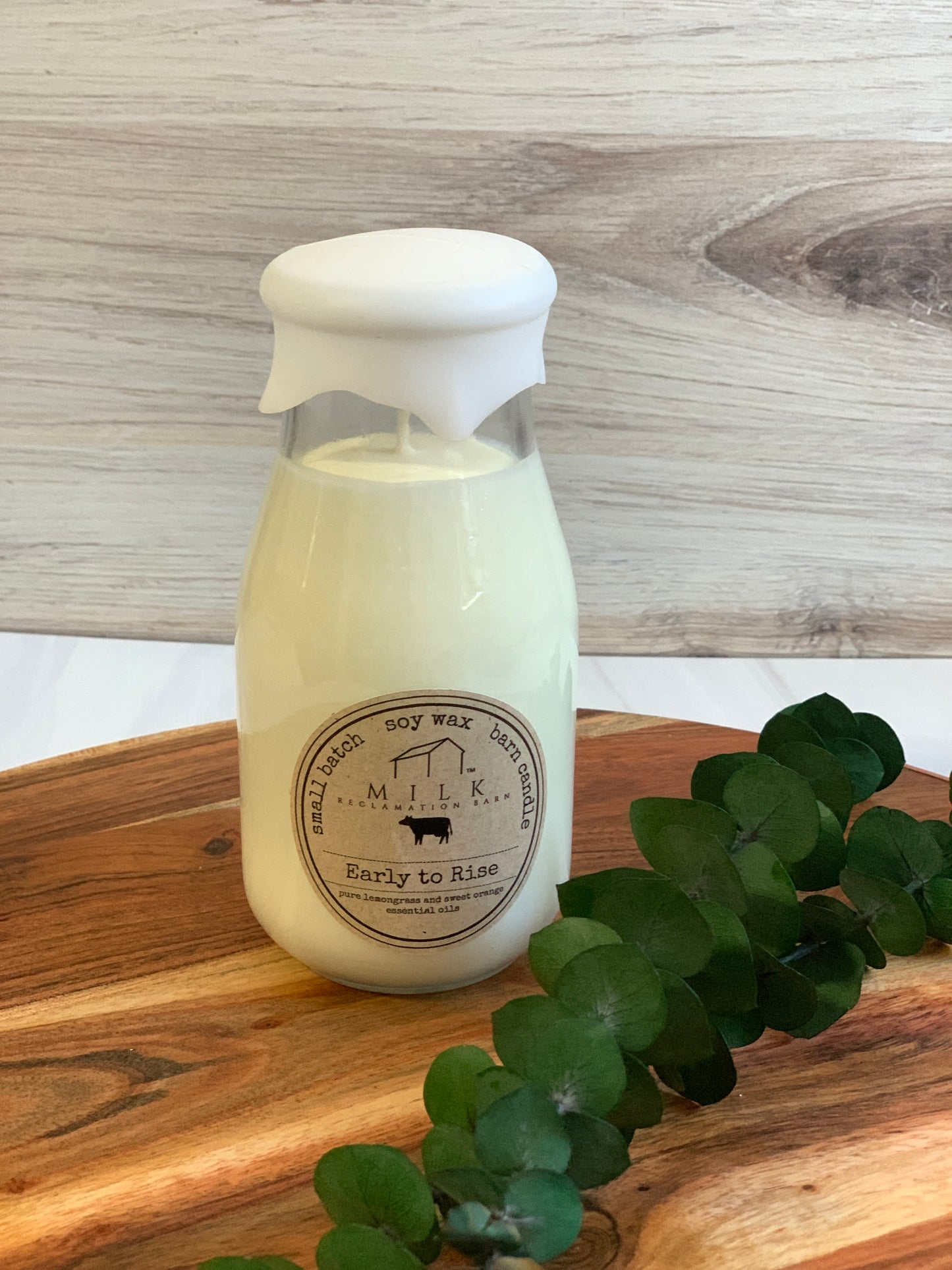 Early To Rise Milk Bottle Candle