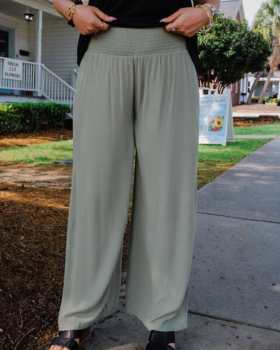 Day on The Greens Crinkle Wide Leg Palazzo Pants