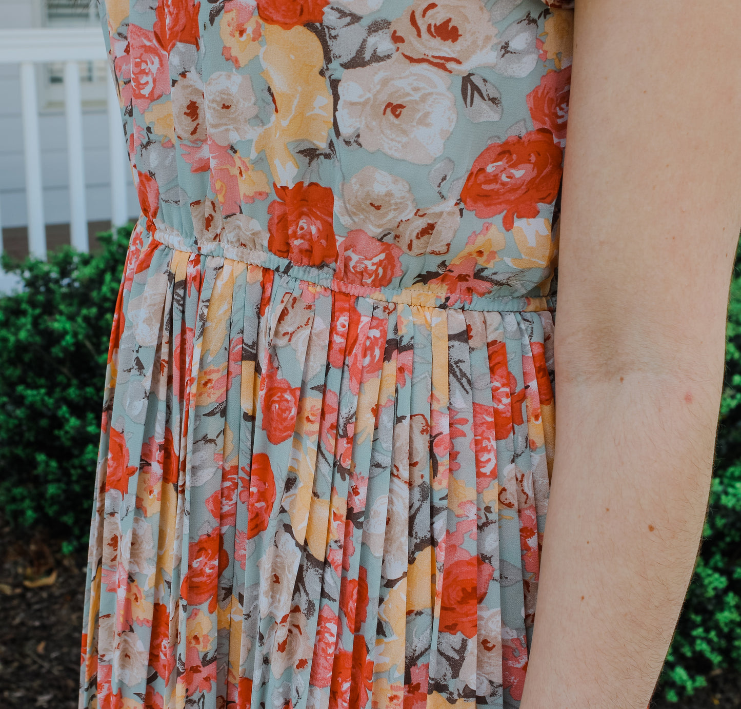 Curvy True and Lovely Floral Pleated Midi Dress