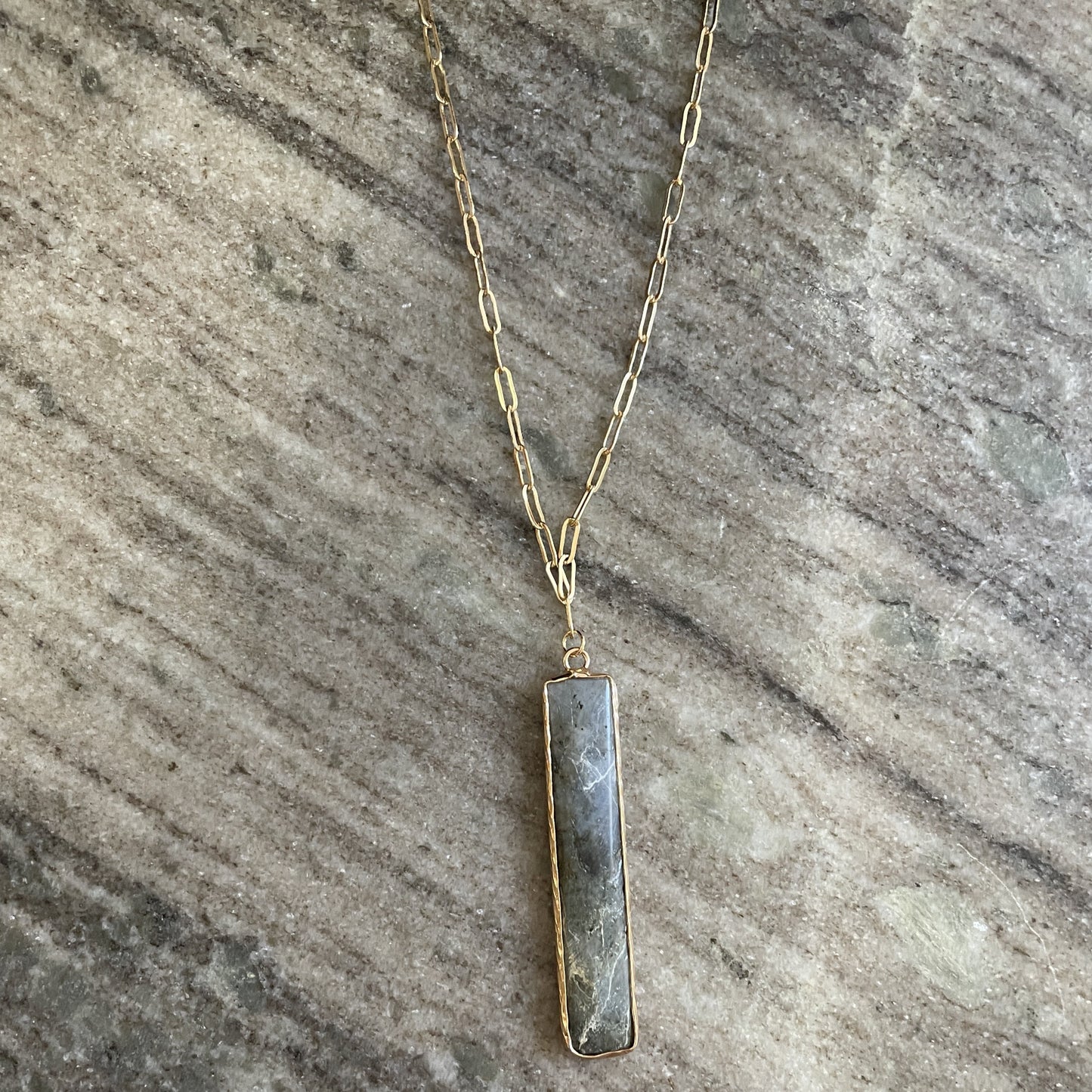 Stone Bar Pendant Necklace