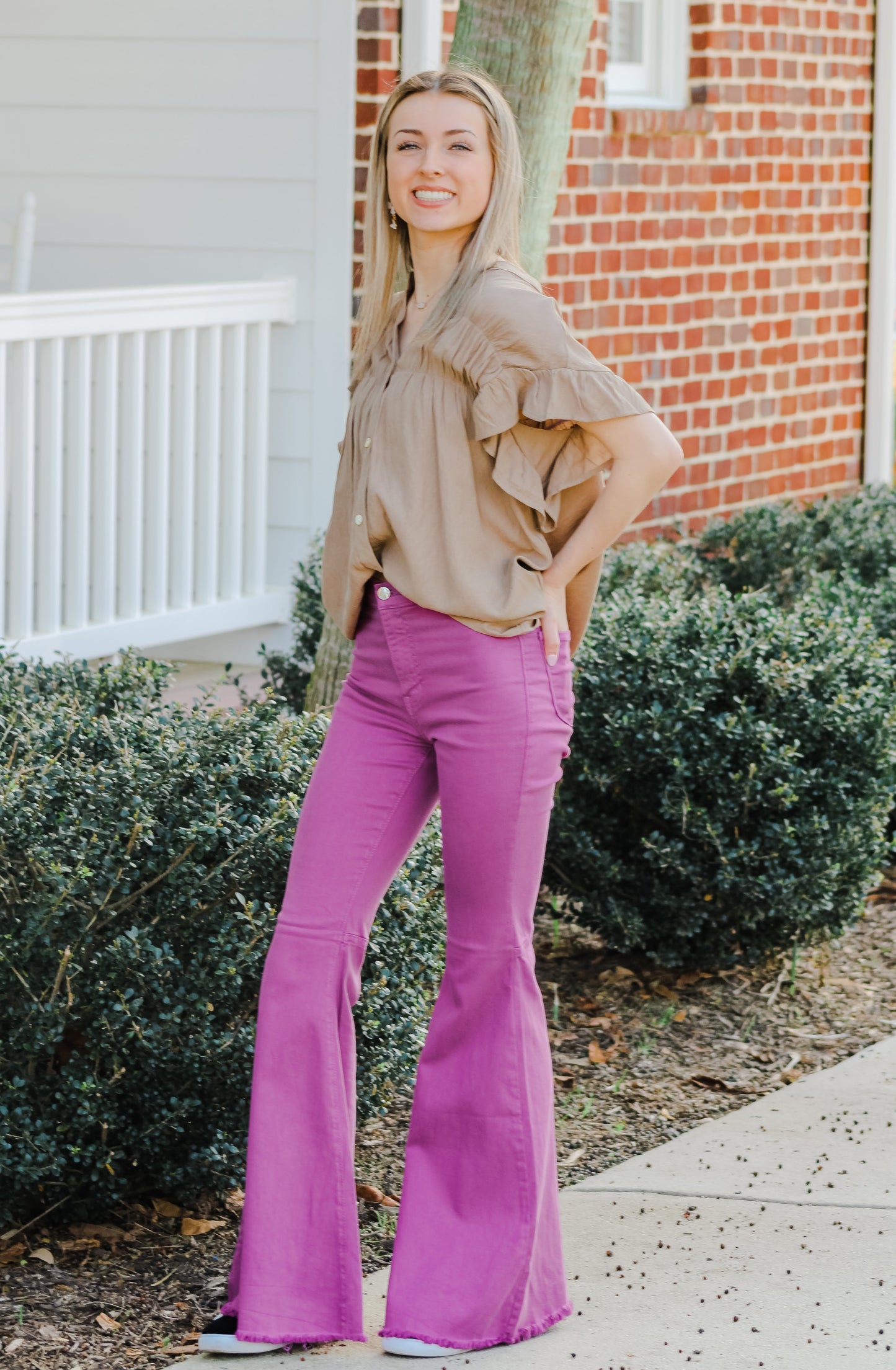 FINAL SALE Living Vibrant Flare Jeans in  Purple
