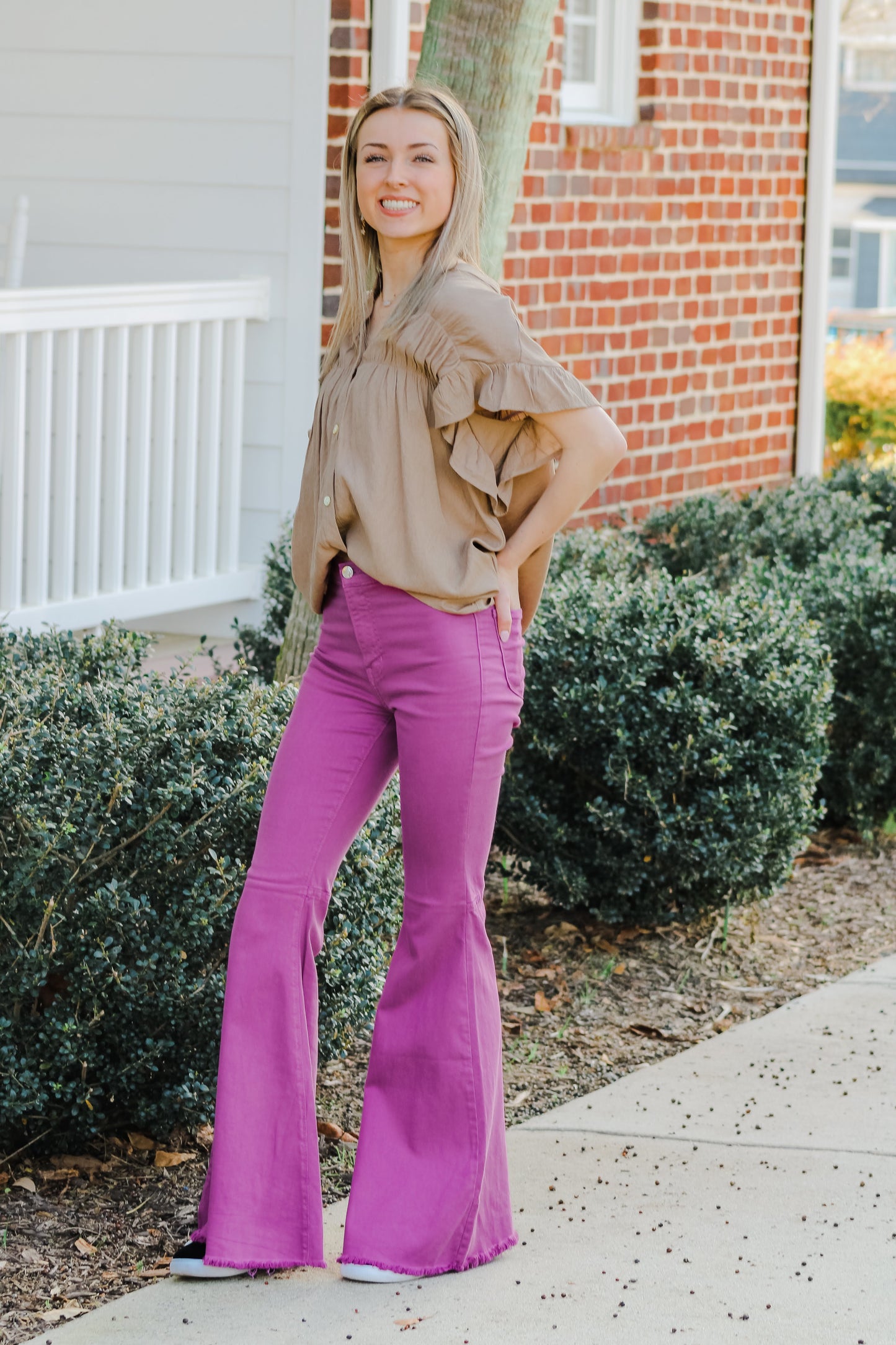 FINAL SALE Living Vibrant Flare Jeans in  Purple