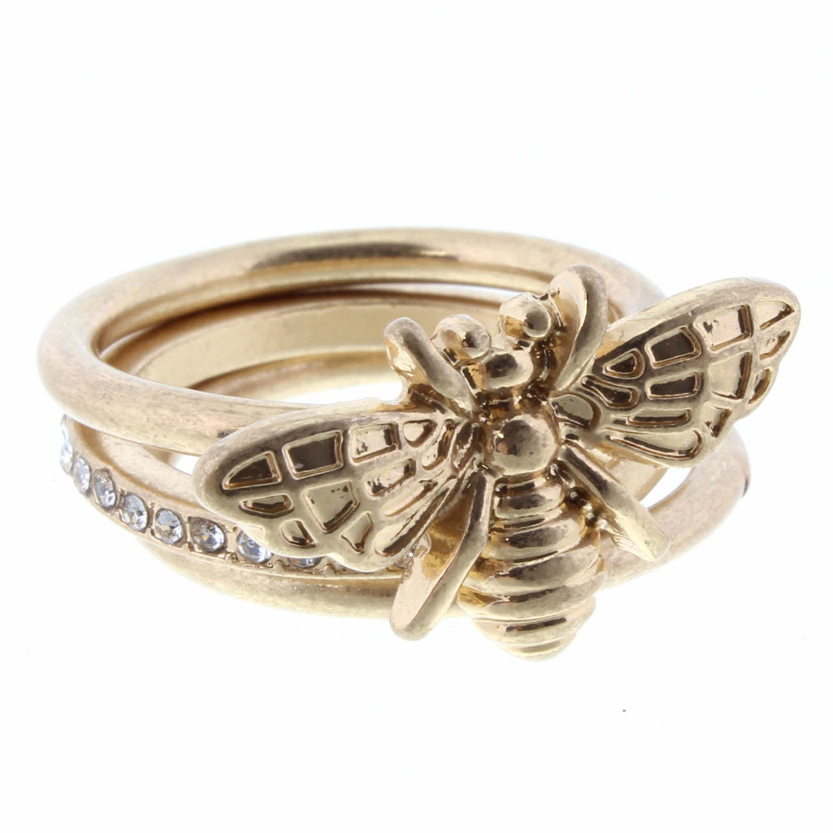 Gold Bee Three Layer Stackable Rings