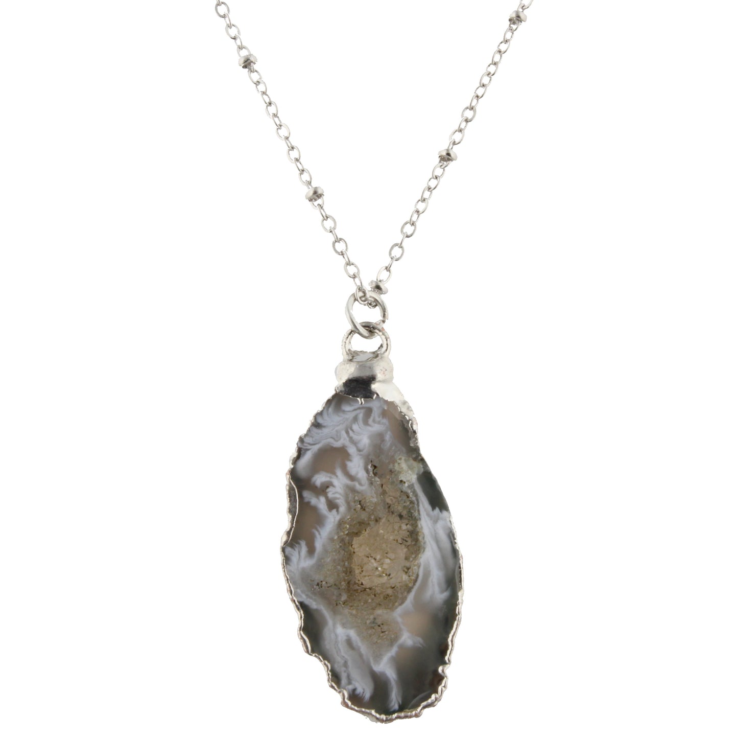 Daphne Grey Druzy Pendant Necklace - Shoppe3130
