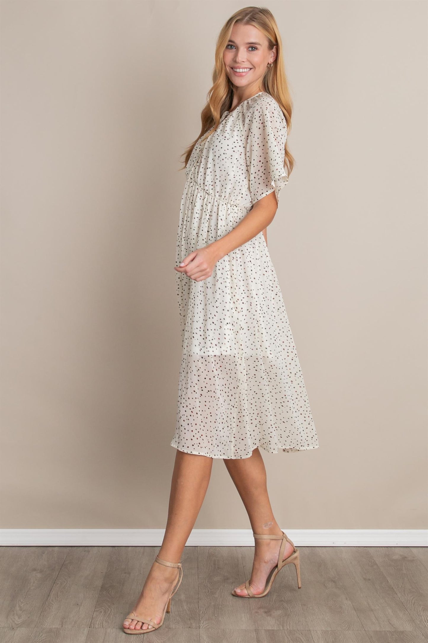 Sweet Springtime White Midi Print Dress