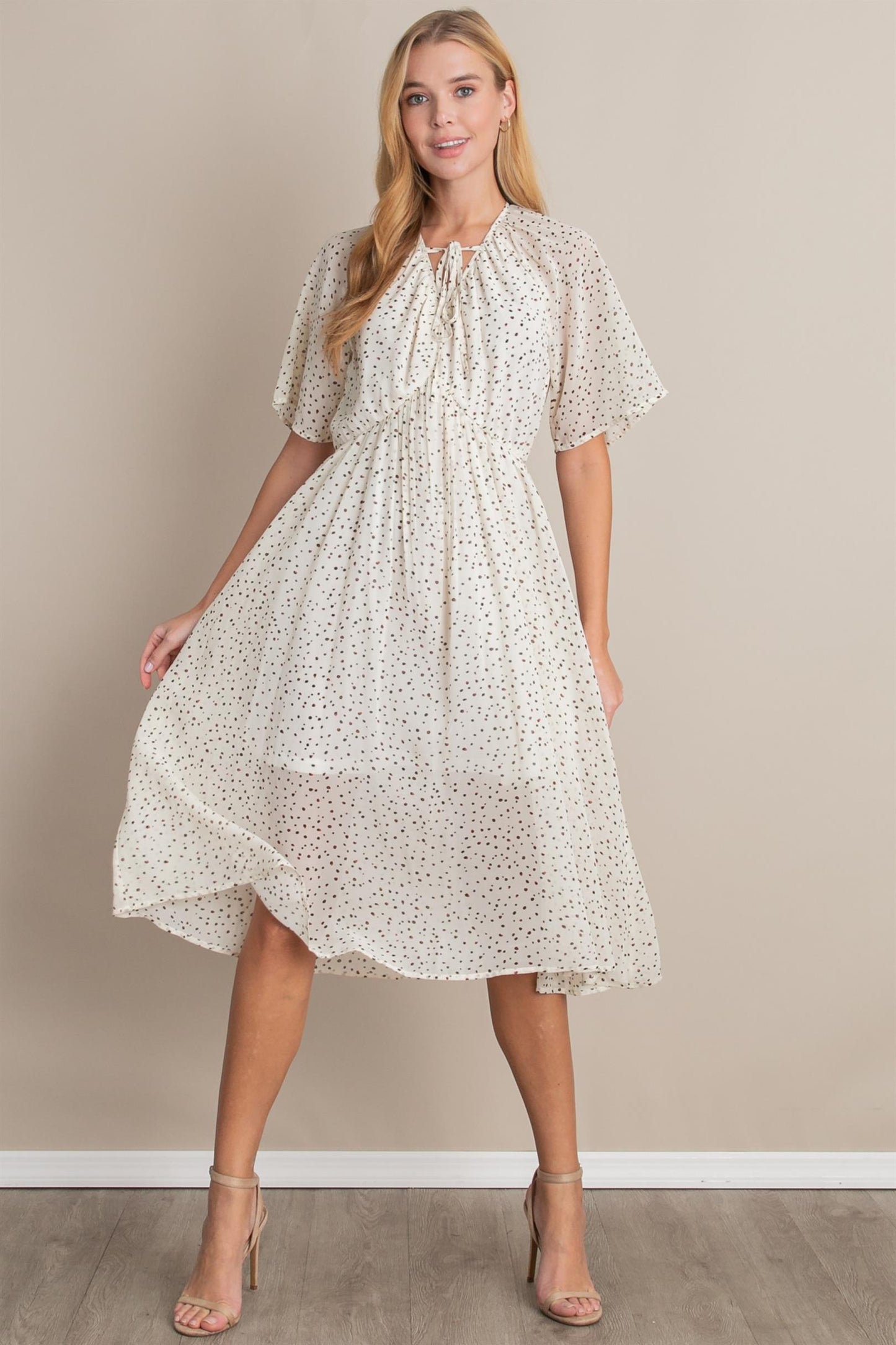 Sweet Springtime White Midi Print Dress