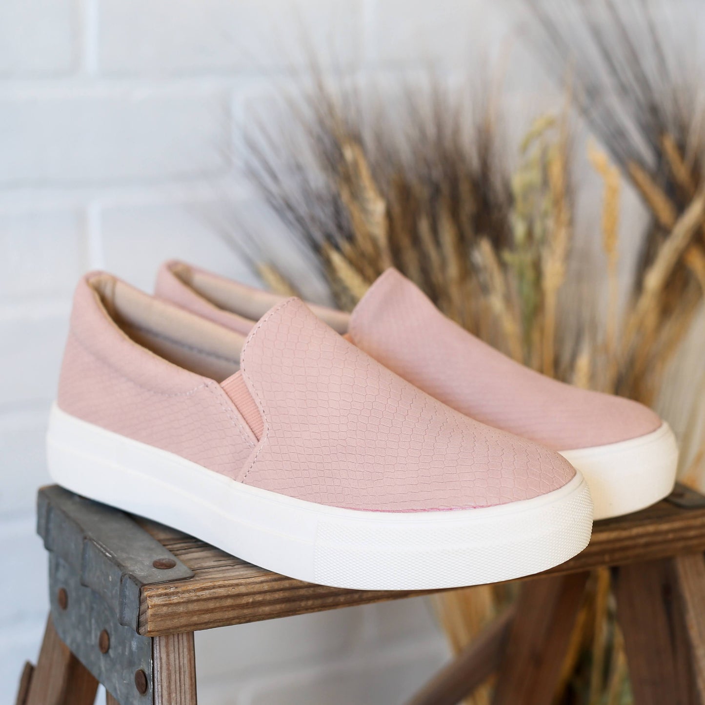 FINAL SALE Pink Python Slip On Sneakers