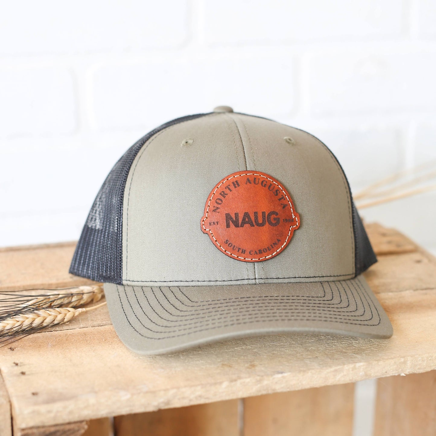 NAUG North Augusta South Carolina Leather Patch Hat