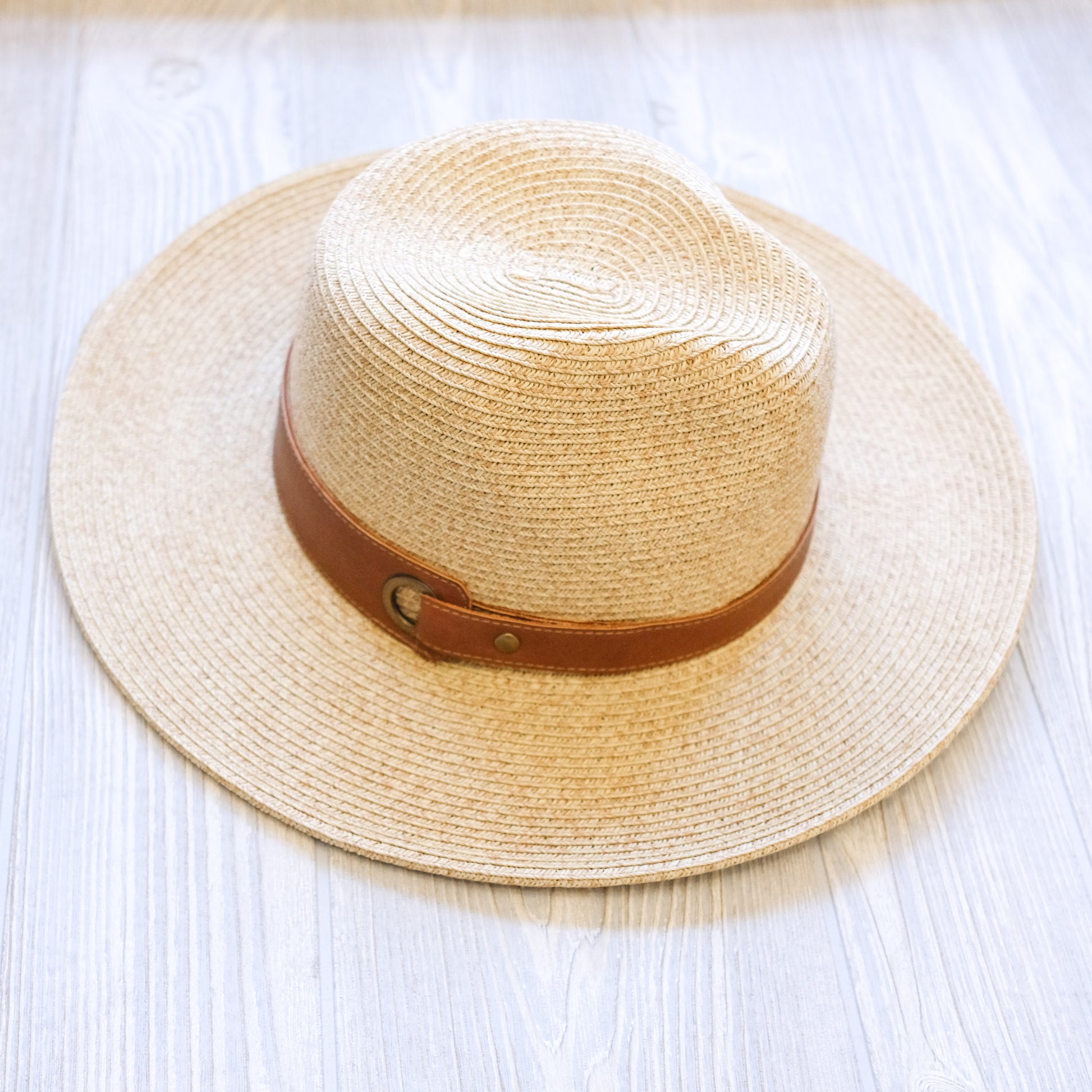 Faux Leather Straw Hat - Shoppe3130