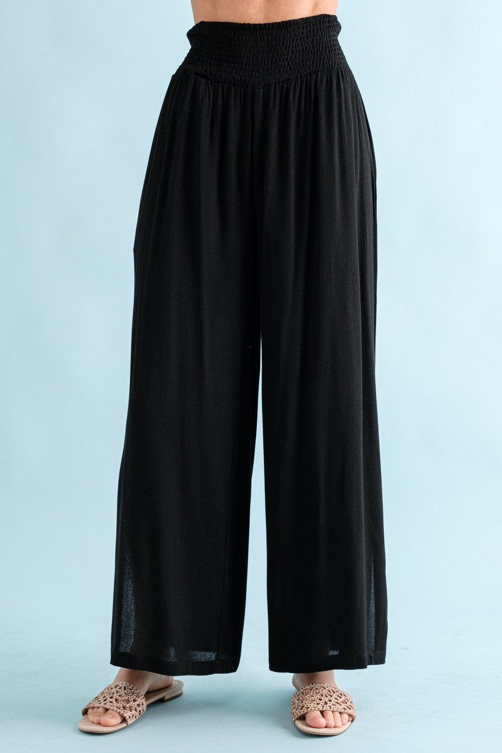 Curvy Day on The Greens Crinkle Wide Leg Palazzo Pants