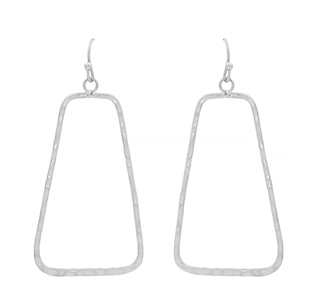 Matte Silver Open Rectangle Earrings - Shoppe3130