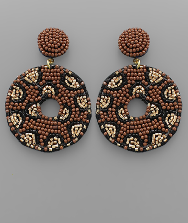 Circle Leopard Bead Earrings - Shoppe3130