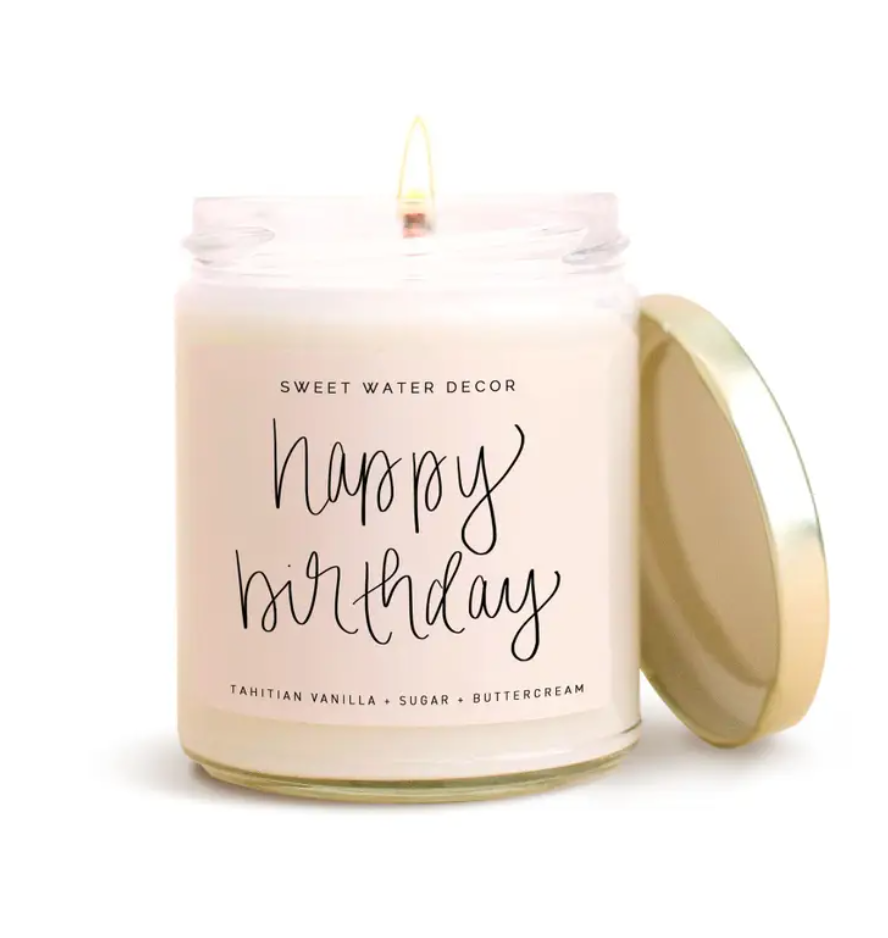 Happy Birthday Soy Candle - Pink