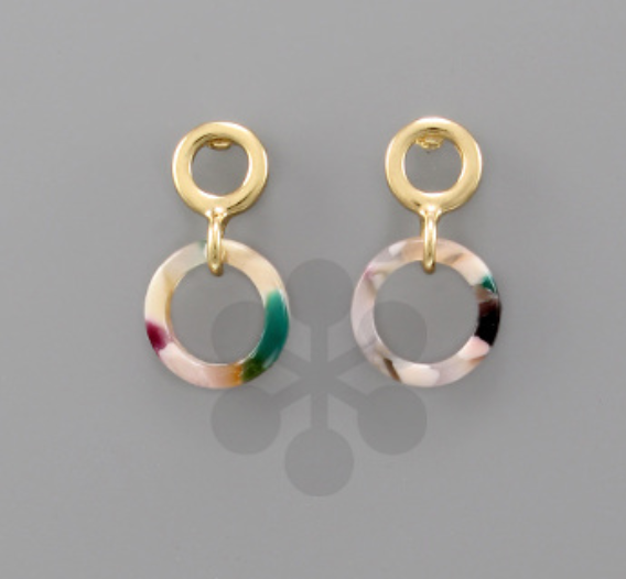 Double Circle Acrylic and Gold Earrings