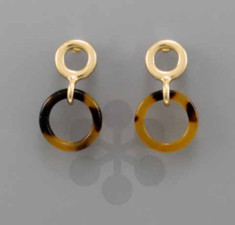 Double Circle Acrylic and Gold Earrings
